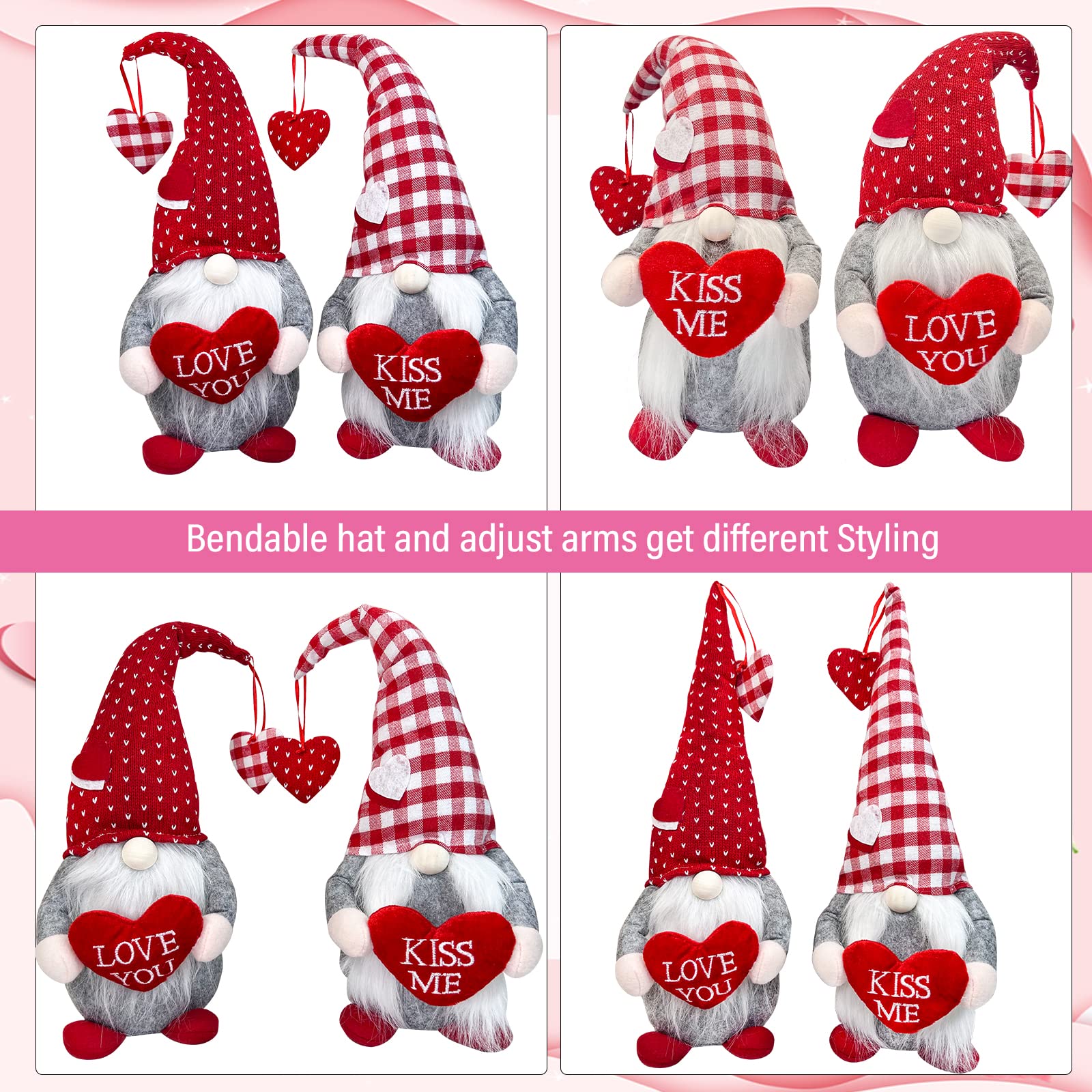 MPINOI Valentines Day Gnome Decor - 2Pcs Valentine Gnomes Plush Home Table Decorations, Mr & Mrs.