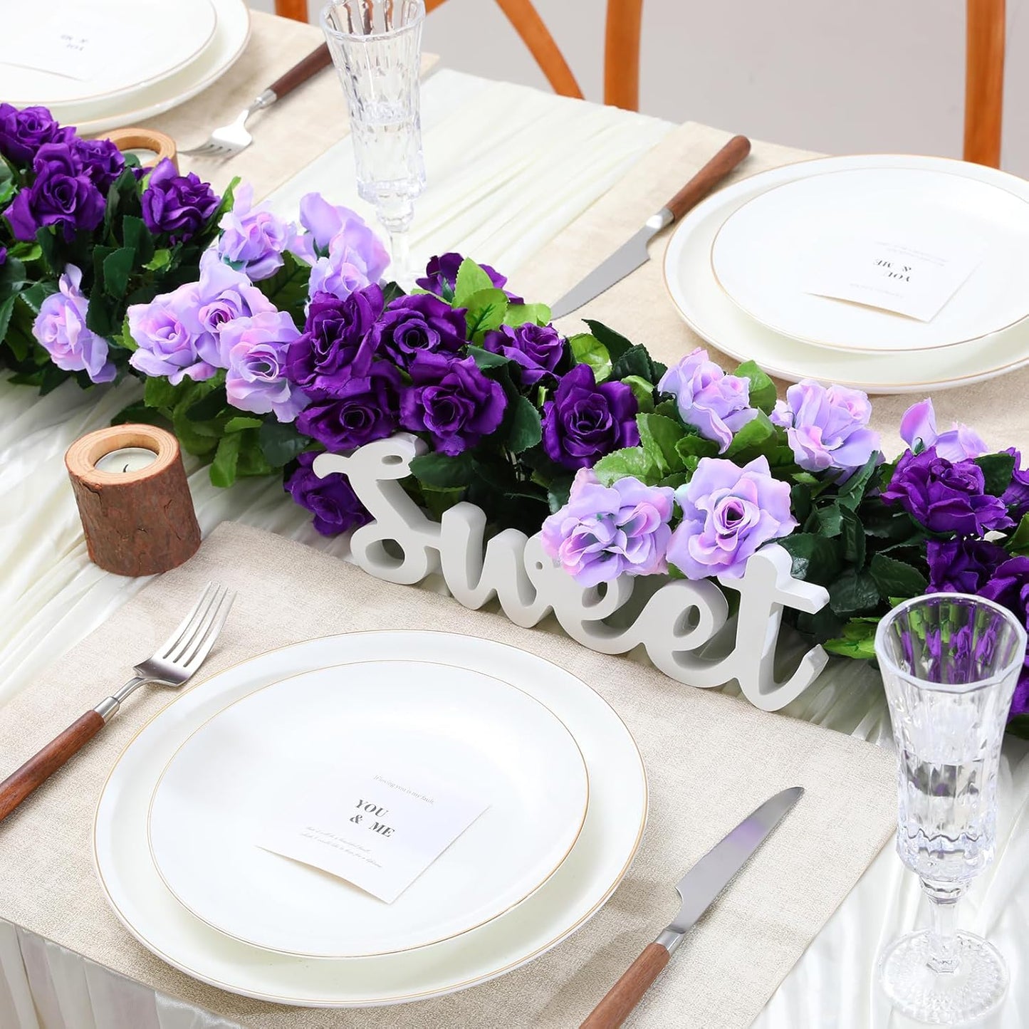 Floweroyal 6 Pack Artificial Flower Garlands 7.9FT Fake Rose Vines Silk Flowers Hanging Rose Ivy for Wedding Arch Party Home Garden Wall Decor (Purple)