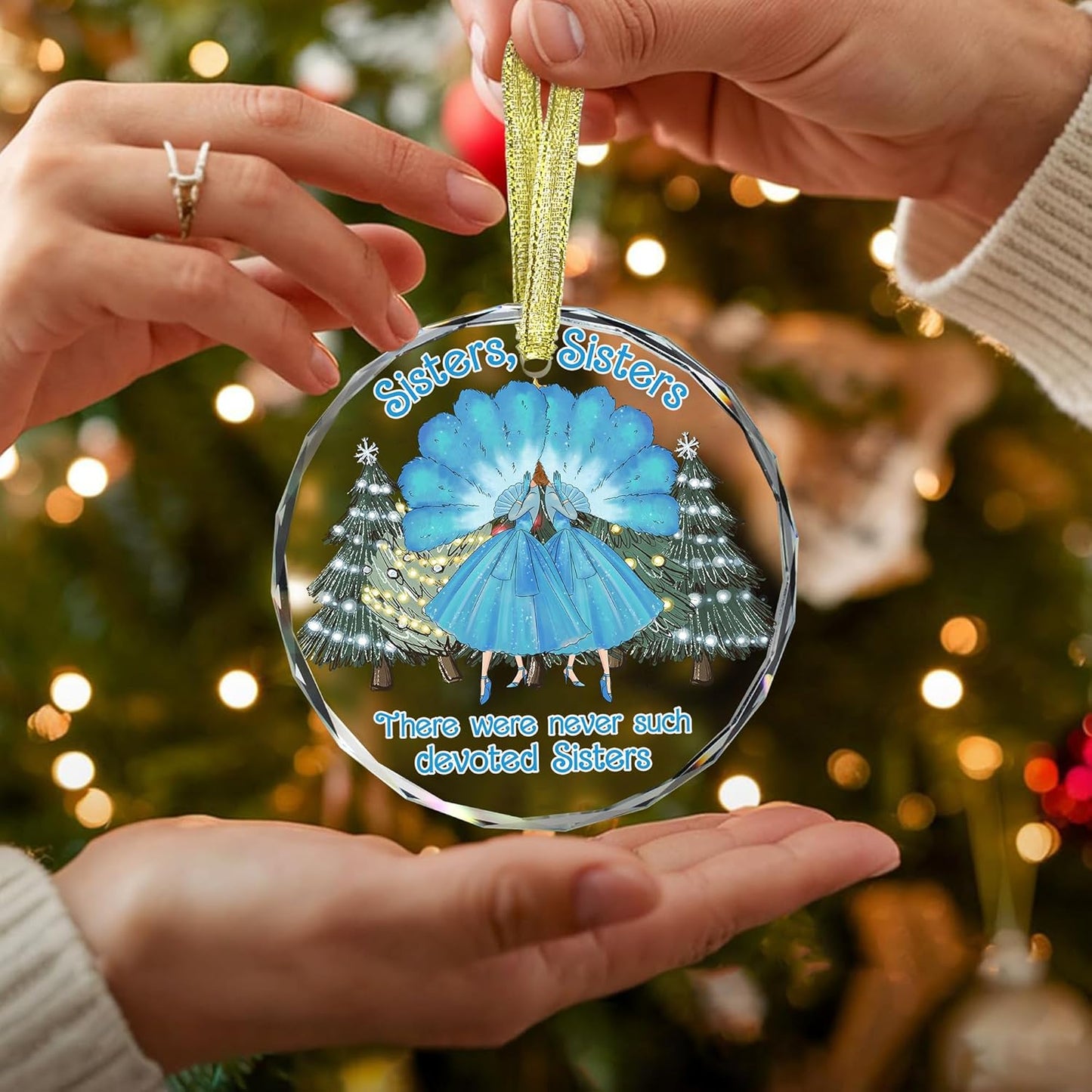 GOSSBY Sister Ornament for Sister, Women Best Friend- White Christmas Ornament 2025 - There were Never Such Devoted Sisters - Xmas Tree Decor