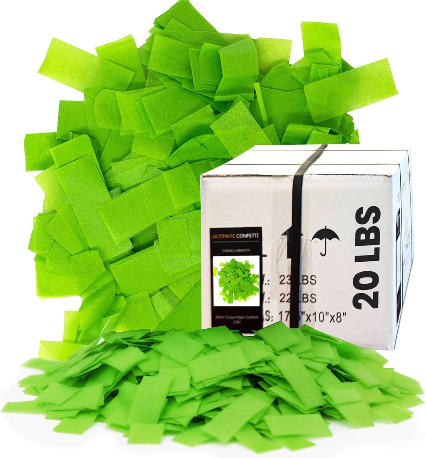 Light Green Biodegradable Confetti - Rectangular Flame-Resistant Tissue Paper Confetti for Cannon and Launcher use – Best for Gender Reveal, Parties, and Concerts - 20 lb, 320 oz