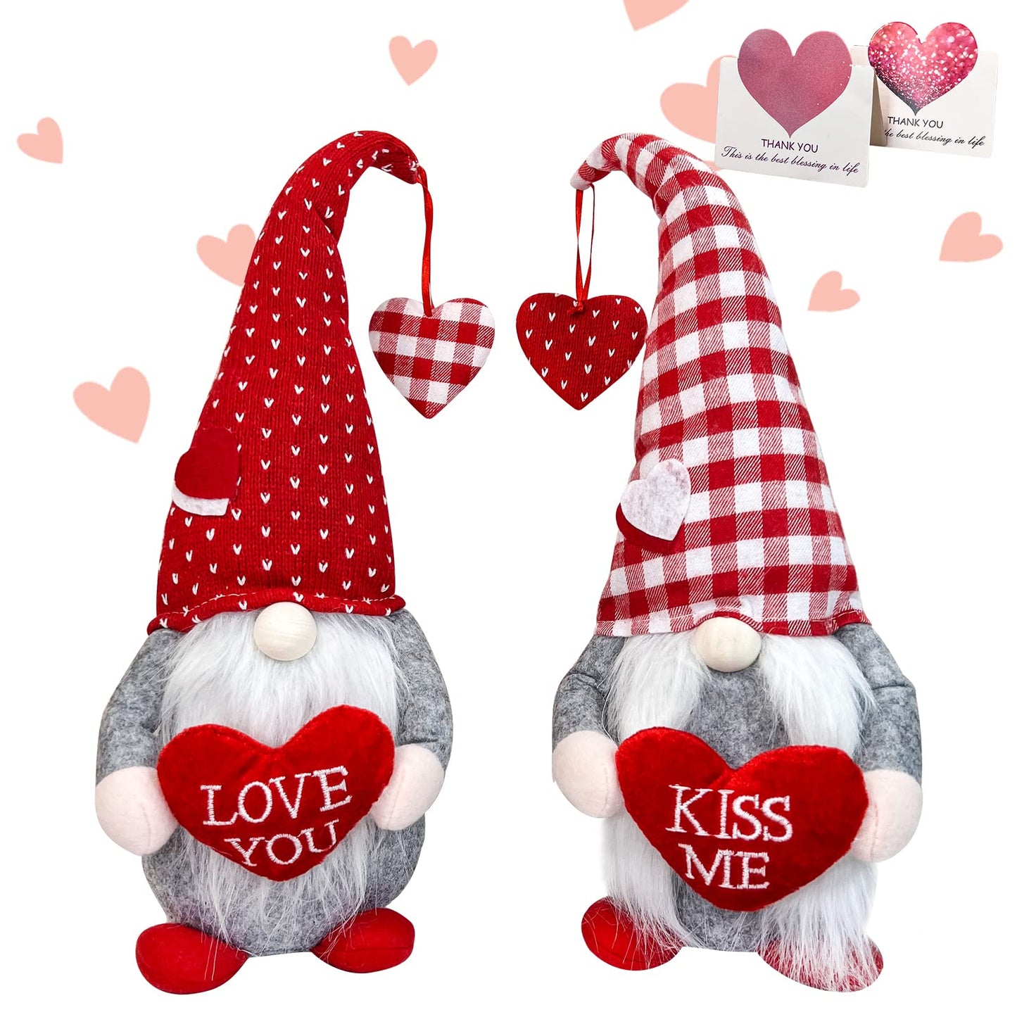 MPINOI Valentines Day Gnome Decor - 2Pcs Valentine Gnomes Plush Home Table Decorations, Mr & Mrs.