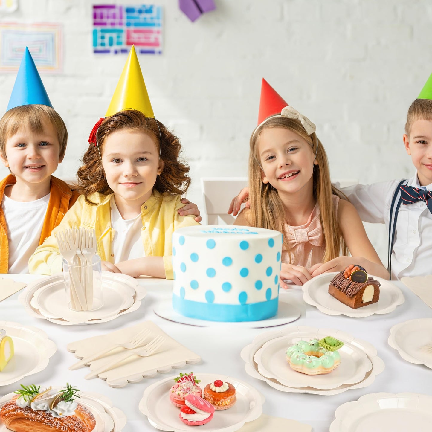 96 Pcs Ivory Paper Plates and Napkins Set Party Supplies Serve for 24 Guest