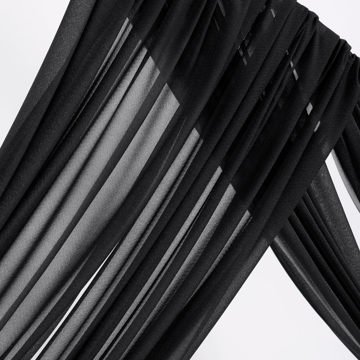MLMW Wedding Arch Draping Fabric 4 Panels 29" x 20Ft Black Sheer Wedding Arch Backdrop Drapes Outdoor Curtain for Ceremony Party Background Ceiling Decor