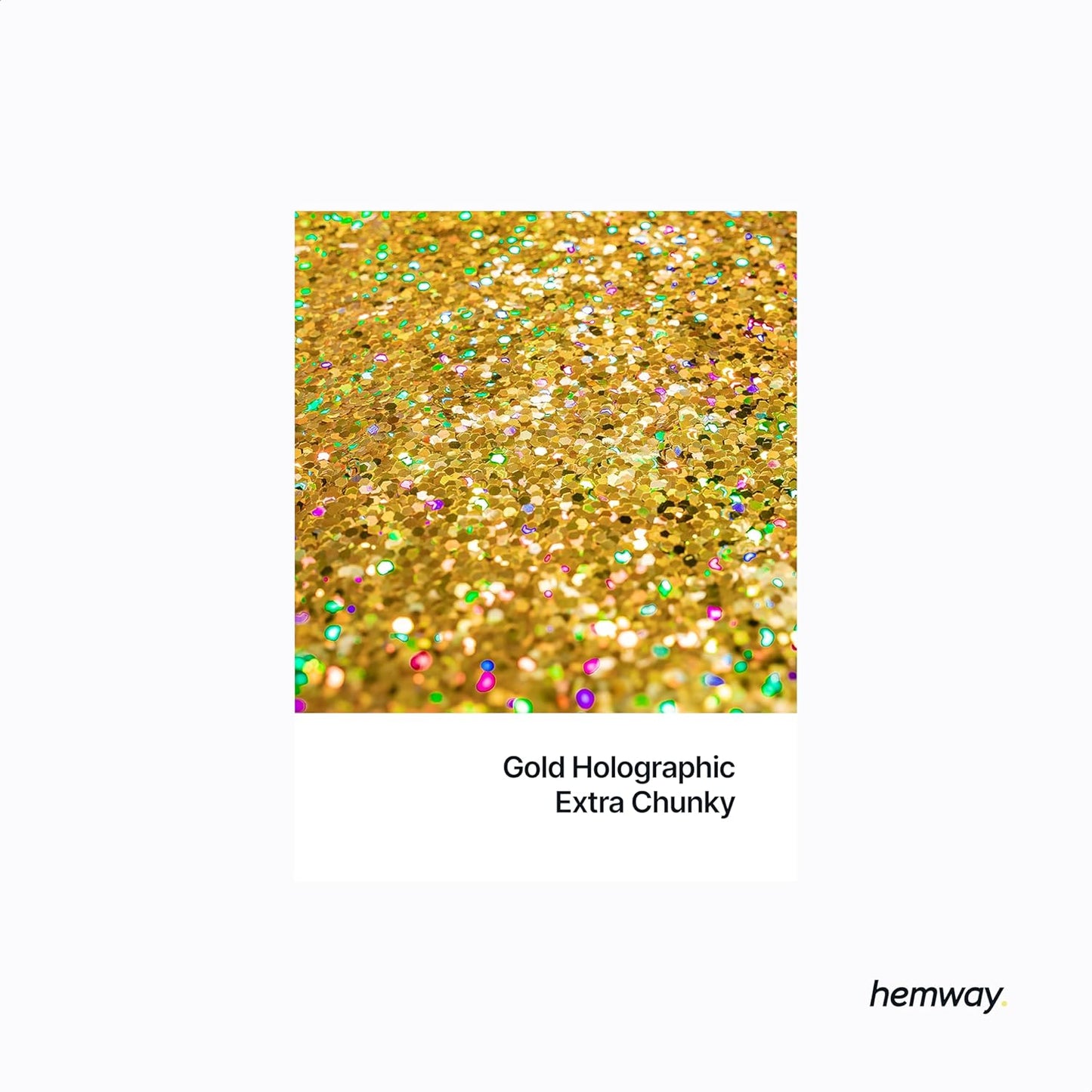Hemway Eco Friendly Biodegradable Glitter 100g / 3.5oz Bio Cosmetic Safe Sparkle Vegan for Face, Eyeshadow, Body, Hair, Nail and Festival Makeup - Extra Chunky (1/24" 0.040" 1mm) - Gold Holographic