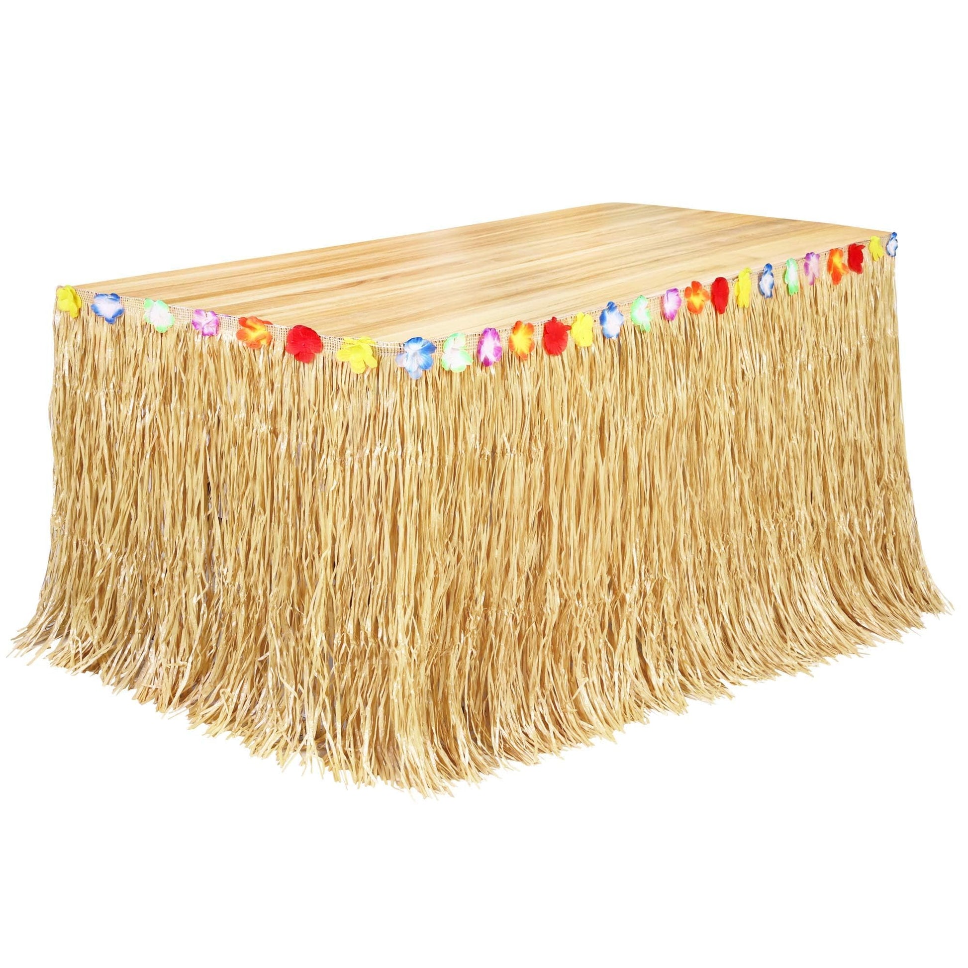 Fovths Luau Grass Table Skirt, Straw Yellow, 9 Feet x 29.5 Inch