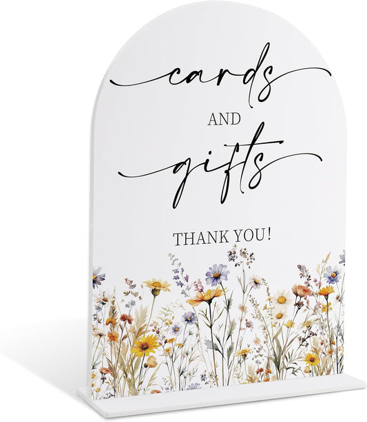 Wedding Signs for Ceremony and Reception, Boho Floral Cards And Gifts Sign, Wedding Signage with Stand, Bridal Shower Table Centerpieces, Supplies for Engagement Reception and Event Party, 30