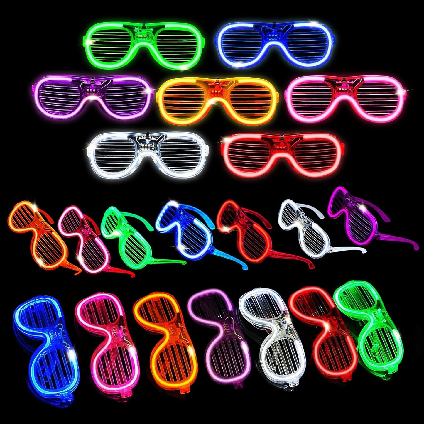 42 Packs LED Glasses 7 Neon Colorsï¼?2 NEW Neon Colors Added ）glow in the dark party supplies Favor for Kids Adult Glow sticks Light Up Glasses fit Holiday Birthday Valentine's Day Halloween Christmas