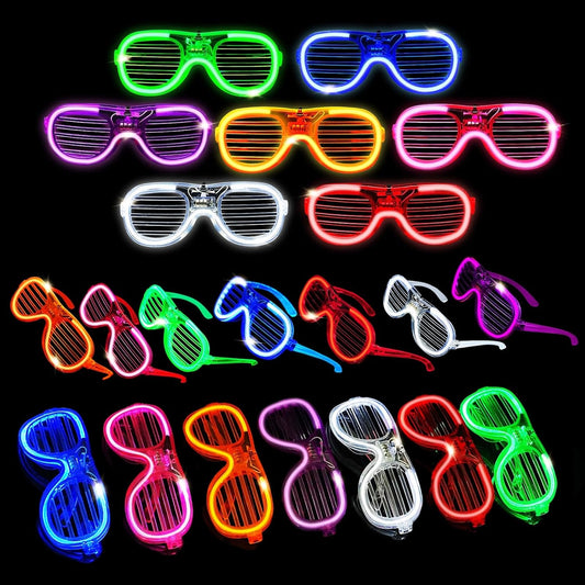 42 Packs LED Glasses 7 Neon Colorsï¼?2 NEW Neon Colors Added ）glow in the dark party supplies Favor for Kids Adult Glow sticks Light Up Glasses fit Holiday Birthday Valentine's Day Halloween Christmas