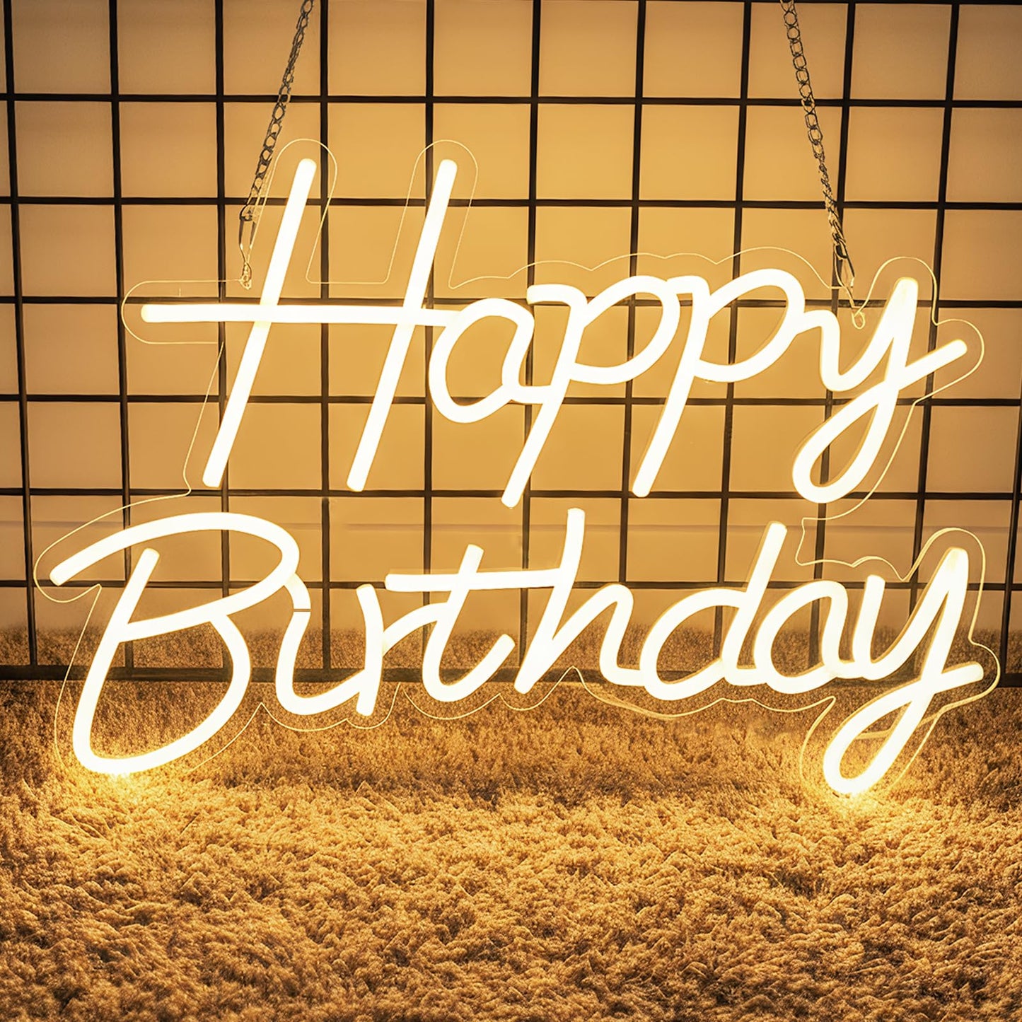 Happy Birthday Neon Sign for Backdrop, LED Happy Birthday Light Up Sign, USB Powered Dimmable Neon