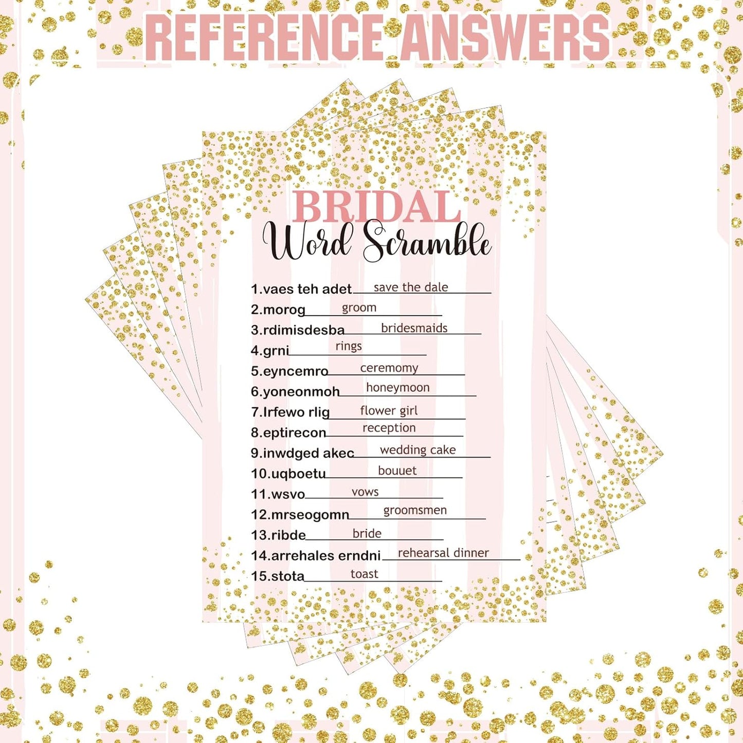 Estune 331 Pcs Bridal Shower Games Supplies, 5 Sets 250 Pcs Wedding Cards 1 Put a Ring on It Bridal Shower Games with 60 Rings and 20 Pencils(Confetti Style)