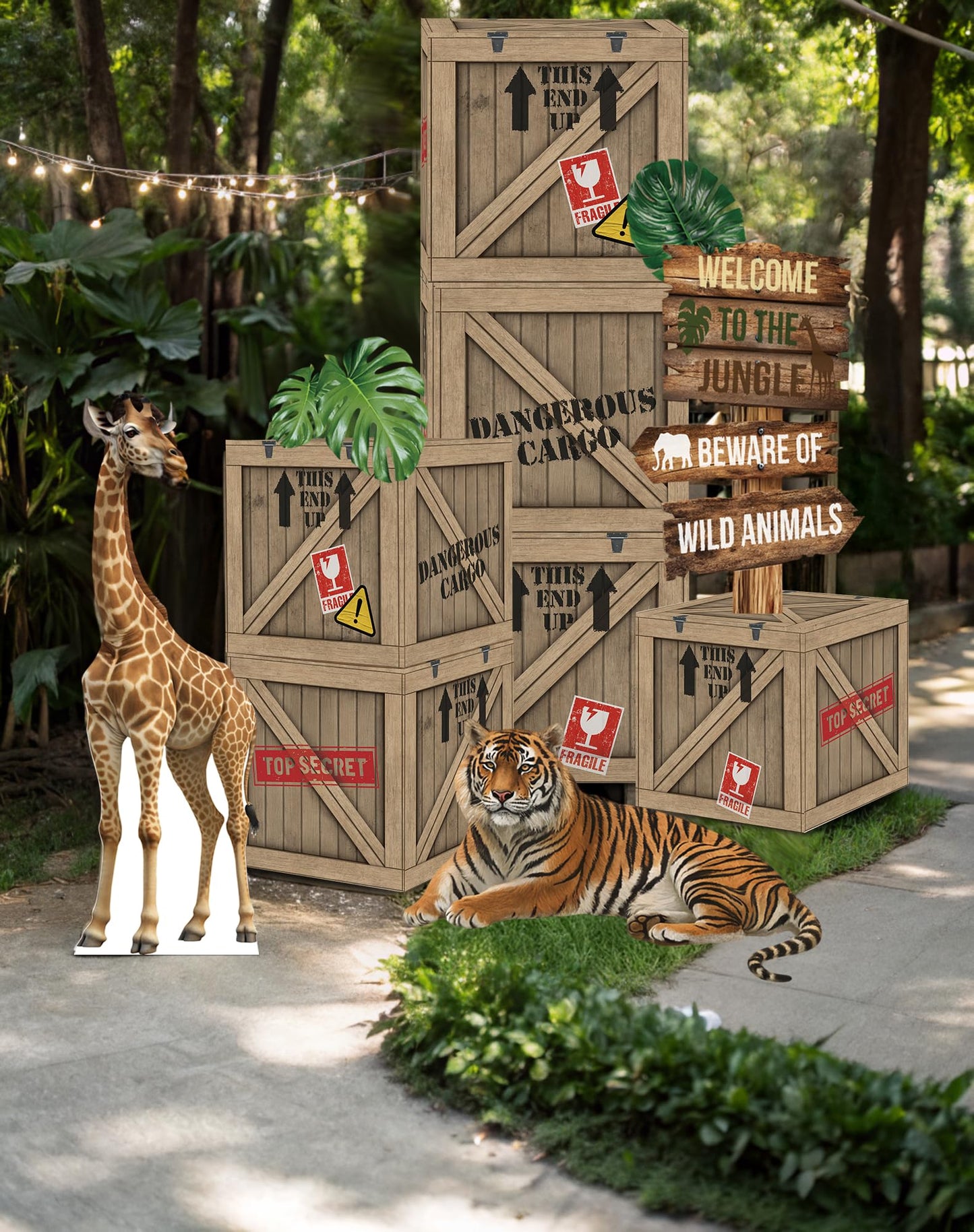 KARAQY Jungle Safari Party Decorations – 10 Inch Jungle Theme Favor Boxes with Wild Animal
