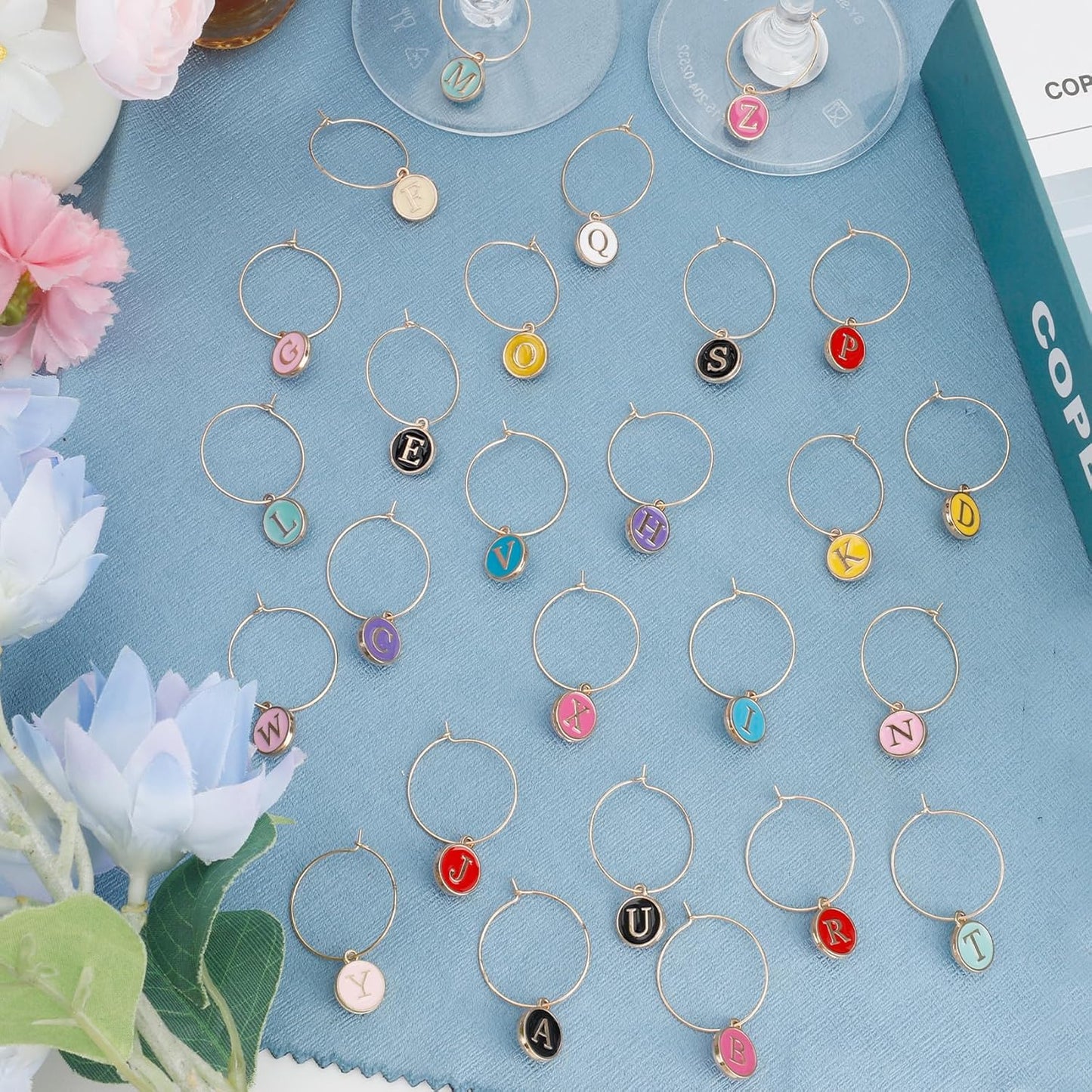 Wine Glass Charms Wine Charms for Stem Glasses Glass Markers Identifiers Tags for Christmas Tasting Party Favors Decorations