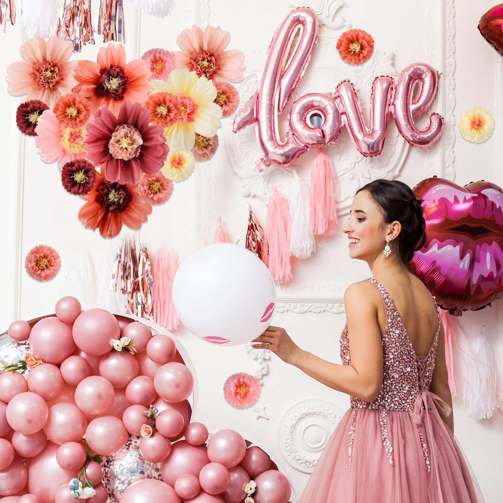 Crowye 12 Pcs Large Tissue Paper Flower Decor,20'' 31.5'',Vintage Color
