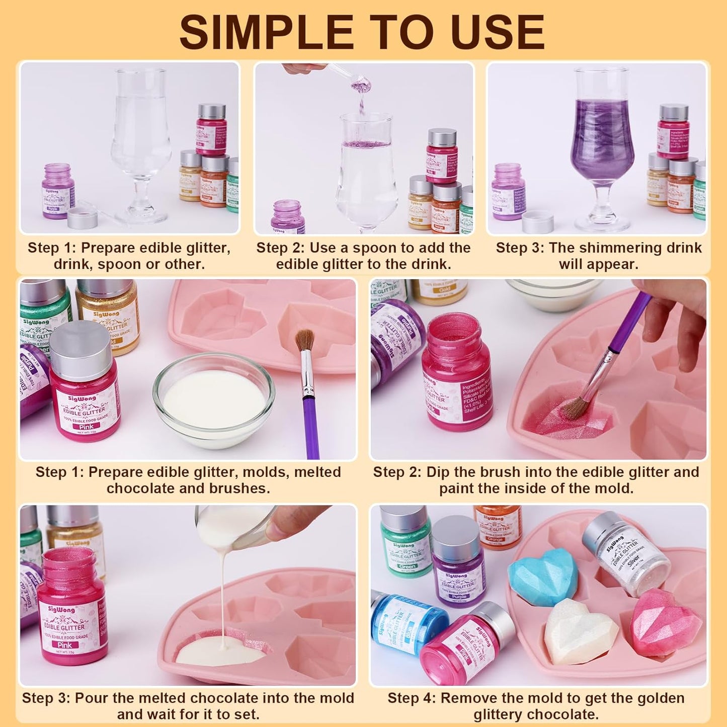 Silver Edible Glitter - 15g Food Grade Luster Dust Powder, Cake Decorating Sprinkle Glimmery Dust for Drinks, Wine, Fondant, Chocolate, Candy, Cookie, Vegan