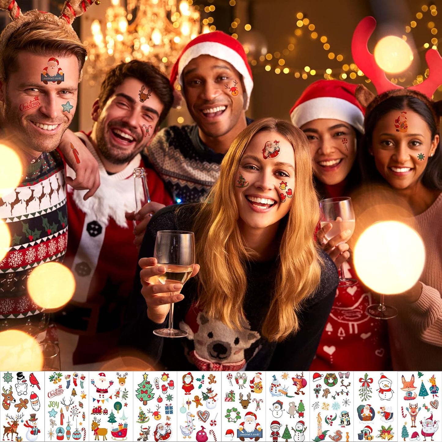 42 Sheets Christmas Temporary Tattoos for Kids - 260+ PCS Christmas Tattoos Cute Designs for Merry Christmas Party Favors, Stocking Stuffer, Christmas Eve Gift, Tree Lights, Santa for Christmas Party