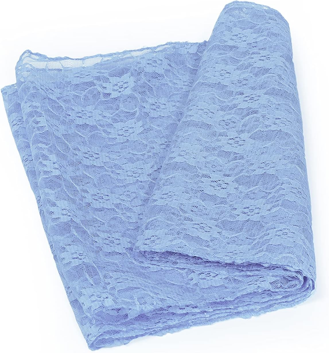 MDS Pack of 20 Wedding 12 x 108 inches Lace Table Runner for Wedding, Decorations for Birthday Parties, Banquets, Graduations, Engagements, and Runners fit Rectangle, Round Table- Baby Blue