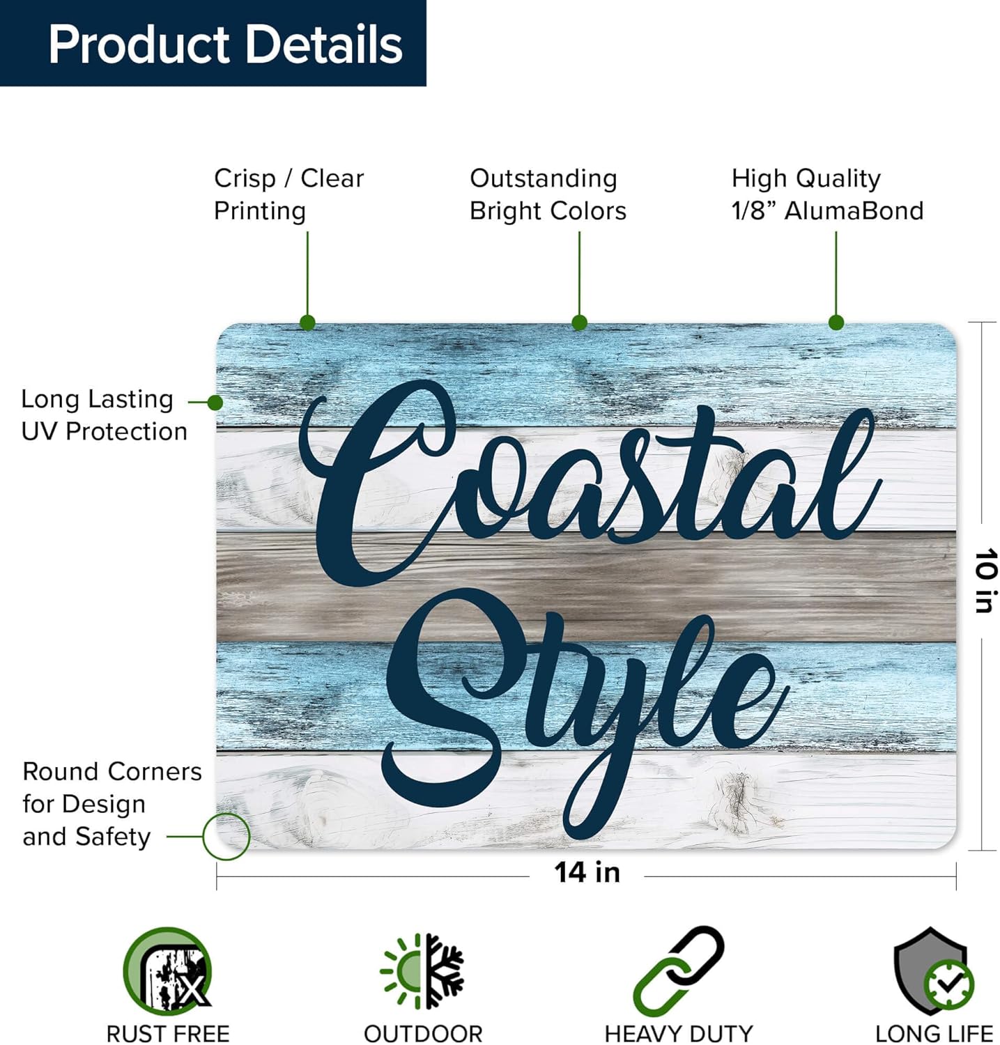 Custom Sign, Custom Street Sign, 11 Font Colors, 13 Font Styles, 4 Hole Options, 22 Sizes, 10x14 Inches, Rust Free DiBound, Fade Resistant, Made in USA by My Sign Center (Coastal)