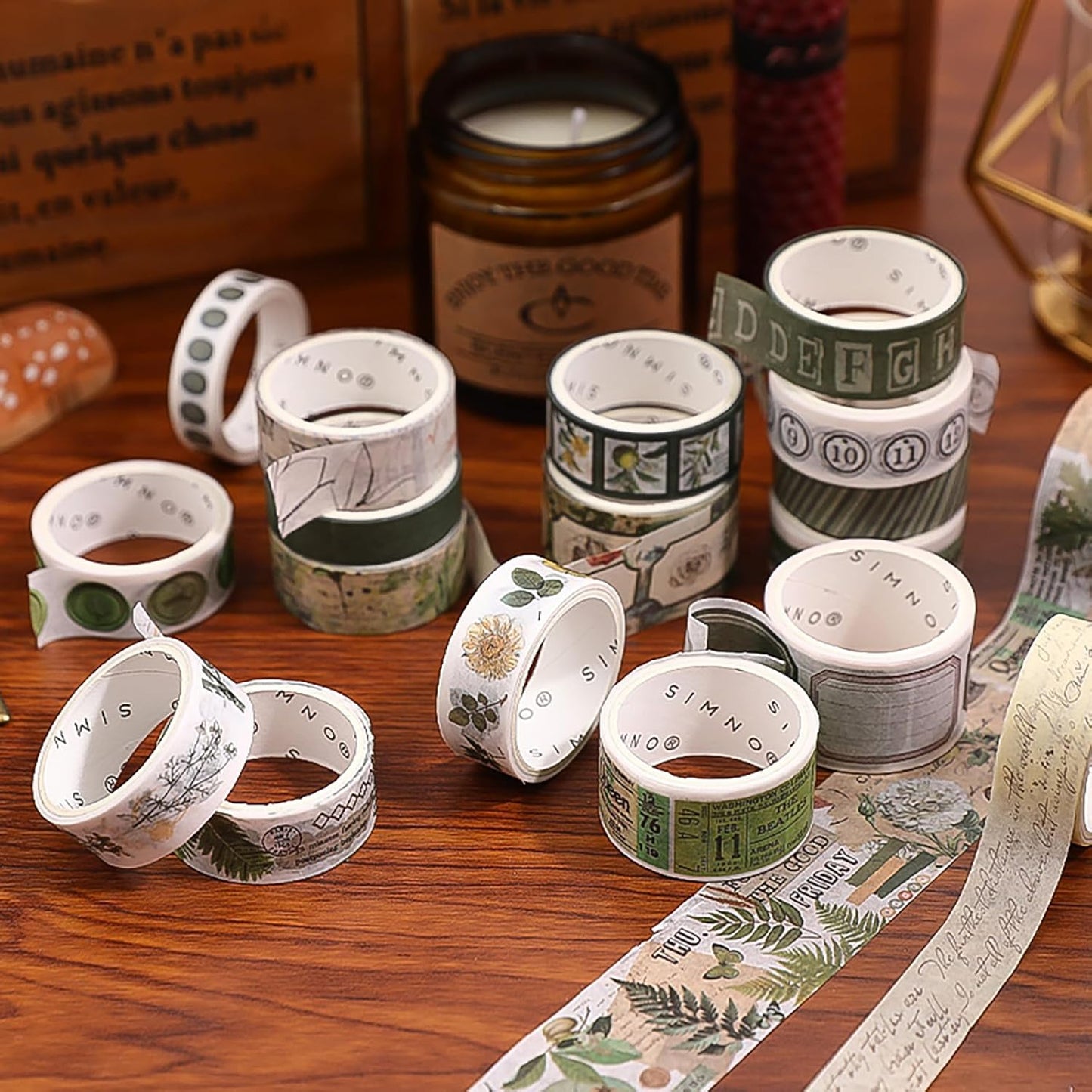 18 Rolls Botanical washi Tape Set for Crafts and Journaling DIY Scrapbooking Supplies Flower washi Tape for Scrapbooking Decorating Tape