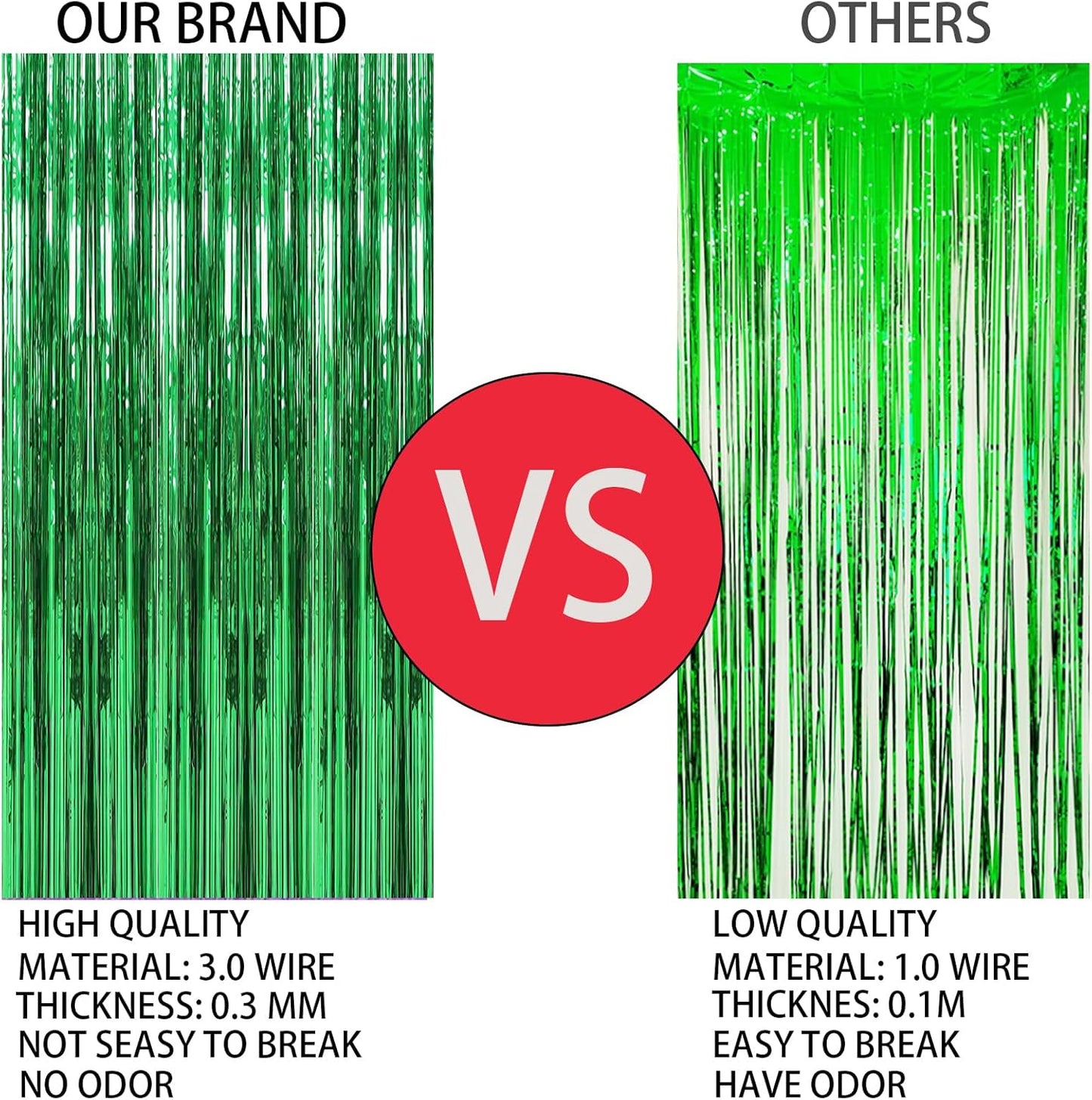 Keyali 2 Pack 3.3 * 8.3 ft Foil Curtain Metallic Tinsel Fringe Curtains Photo Booth Props Backdrop for Birthday Wedding Engagement Baby Shower Christmas Holiday Celebration Partyl,Green