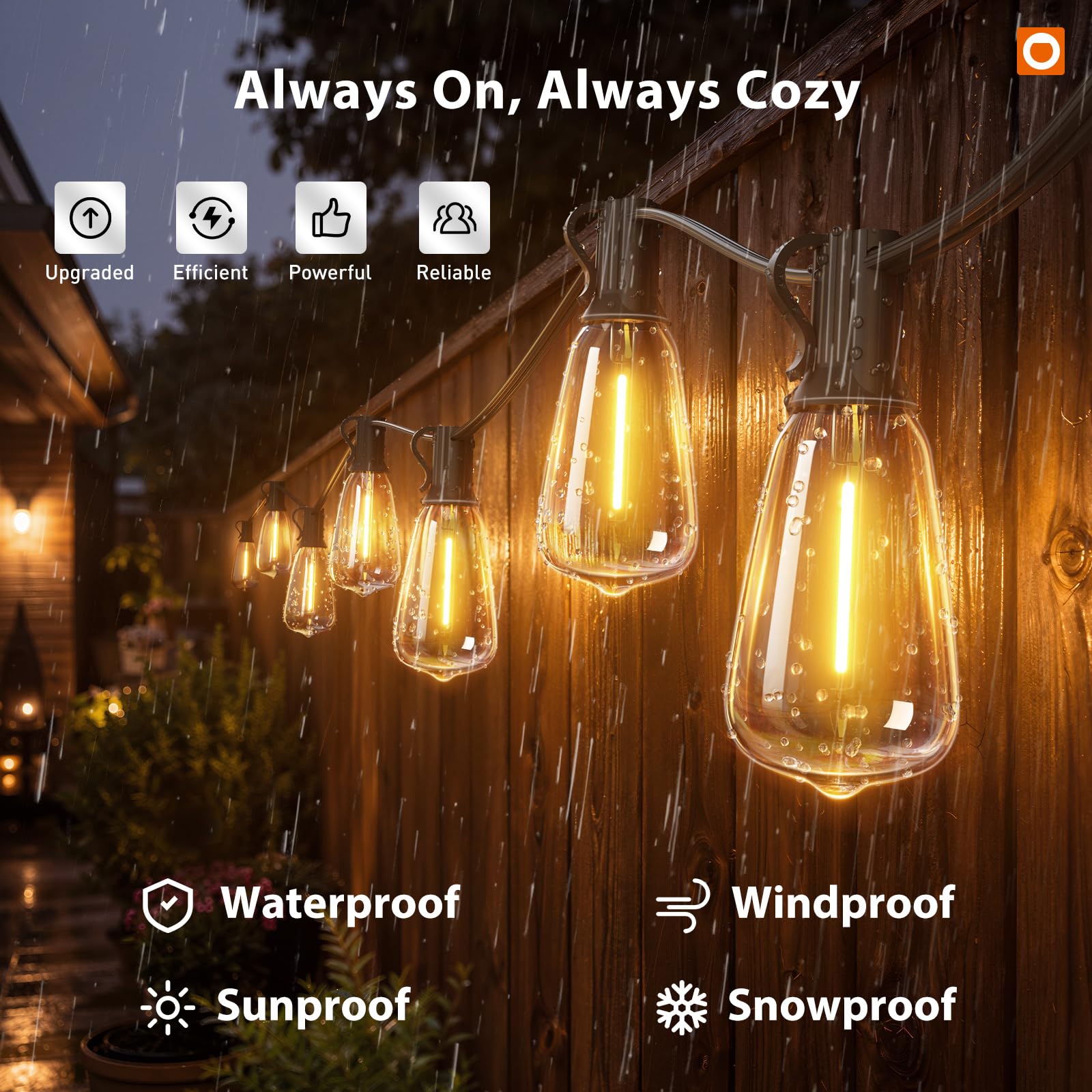 addlon 200(50FT*4) Outdoor String Lights with Remote LED Edison Waterproof