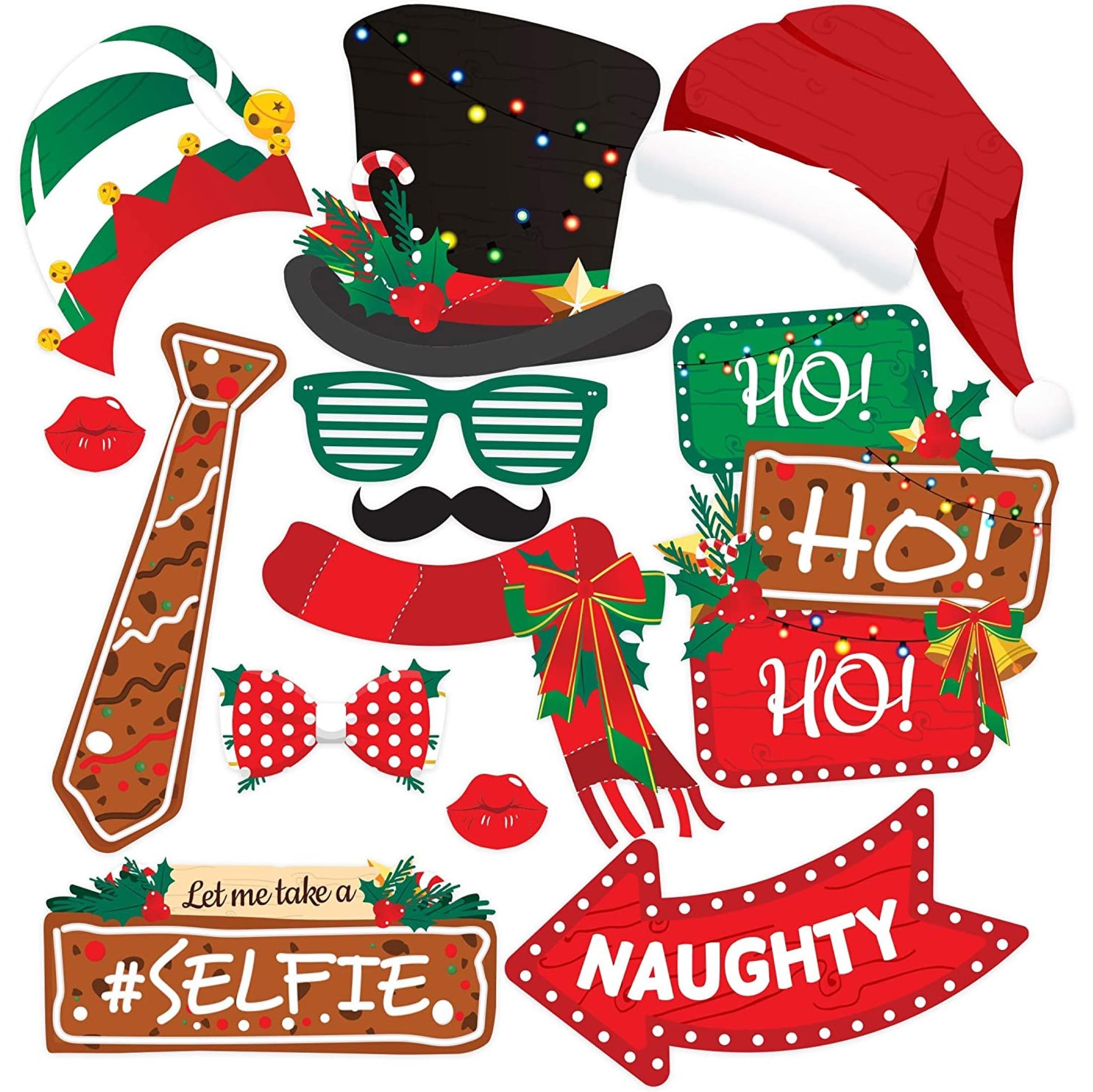 Christmas Photo Booth Props 38pc Set - Christmas Party Decorations, Party Favors, Games & Supplies