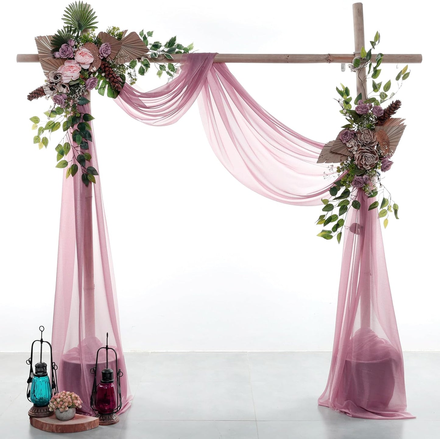 VDS Pack of 1 Panel (30 Inch X 40 Feet) Wedding Arch Draping Fabric Sheer Chiffon Fabric Drapery for Wedding Ceremony Reception Swag Backdrop Canopy Chuppah ARBO Altars Decoration (Mauva)