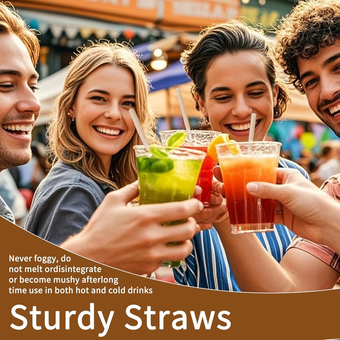 400 Pcs Sugarcane Straws Disposable, 8 In Drinking Agave Long Edible Compostable Biodegradable Cocktail Straws, Natural Brown Juice Coffee Tea Bulk Straw, Sturdy Straw for Drinks Home Restaurant