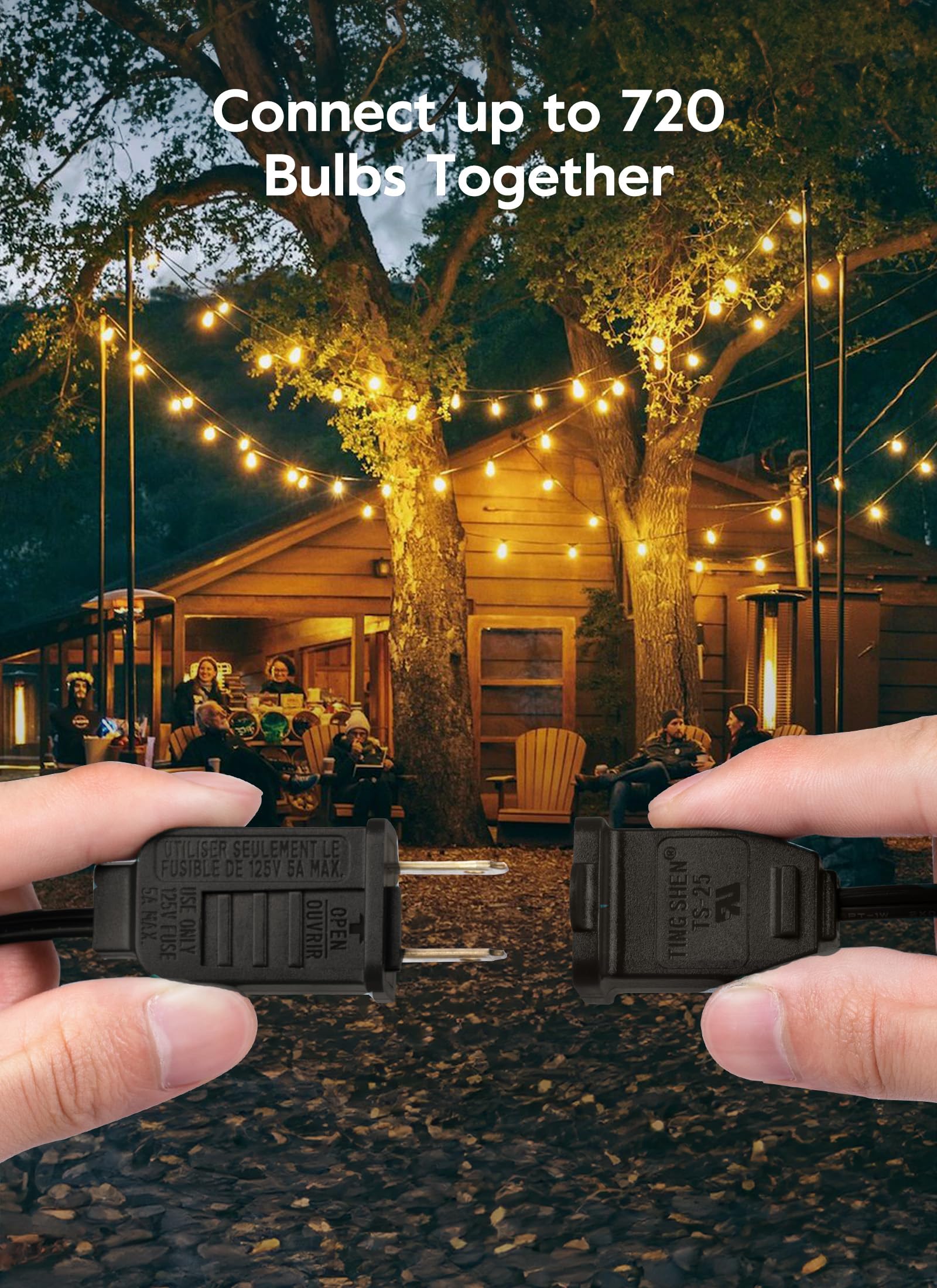 Outdoor String Lights, 55(50+5) FT 25 Bulbs IP65 Waterproof Patio Lights