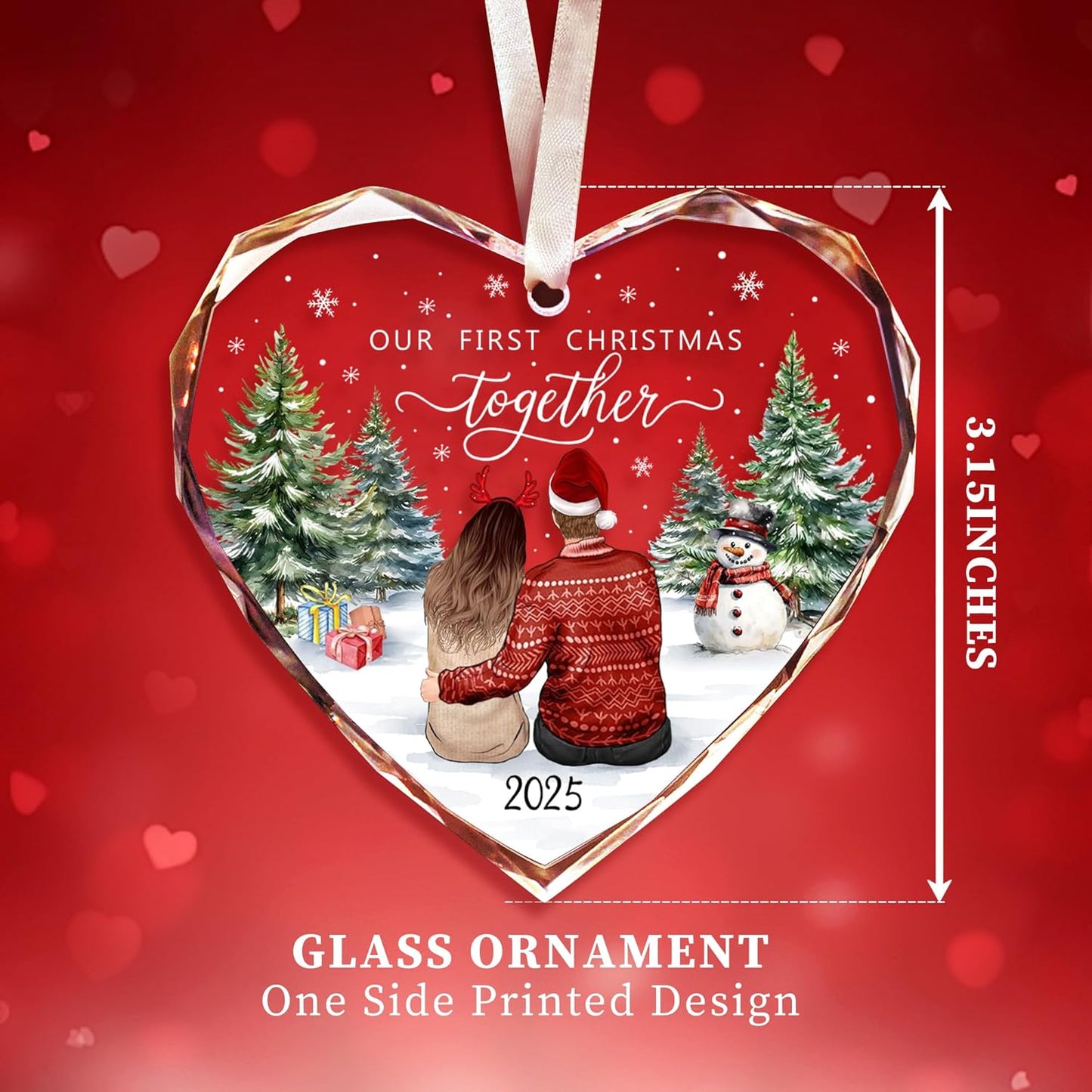 First Christmas Together Ornament 2025, Our Christmas Ornaments 2025 Gifts,Glass 1st Christmas Ornaments with Gift Box,First Christmas Together Gifts for Couple