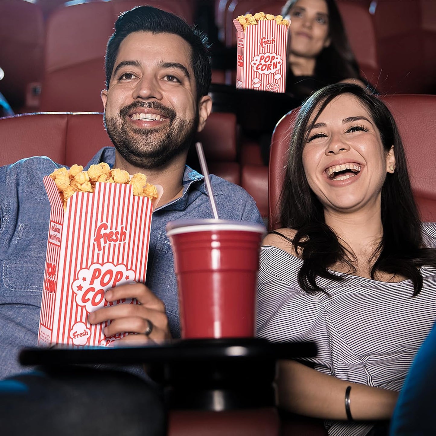 Dualshine 200 Pack Popcorn Boxes,1.25 oz Paper Popcorn Containers,Red and White Striped Close-Top Cardboard Pop Corners Bags Individual Servings for Theater Night Movie,Party,Christmas