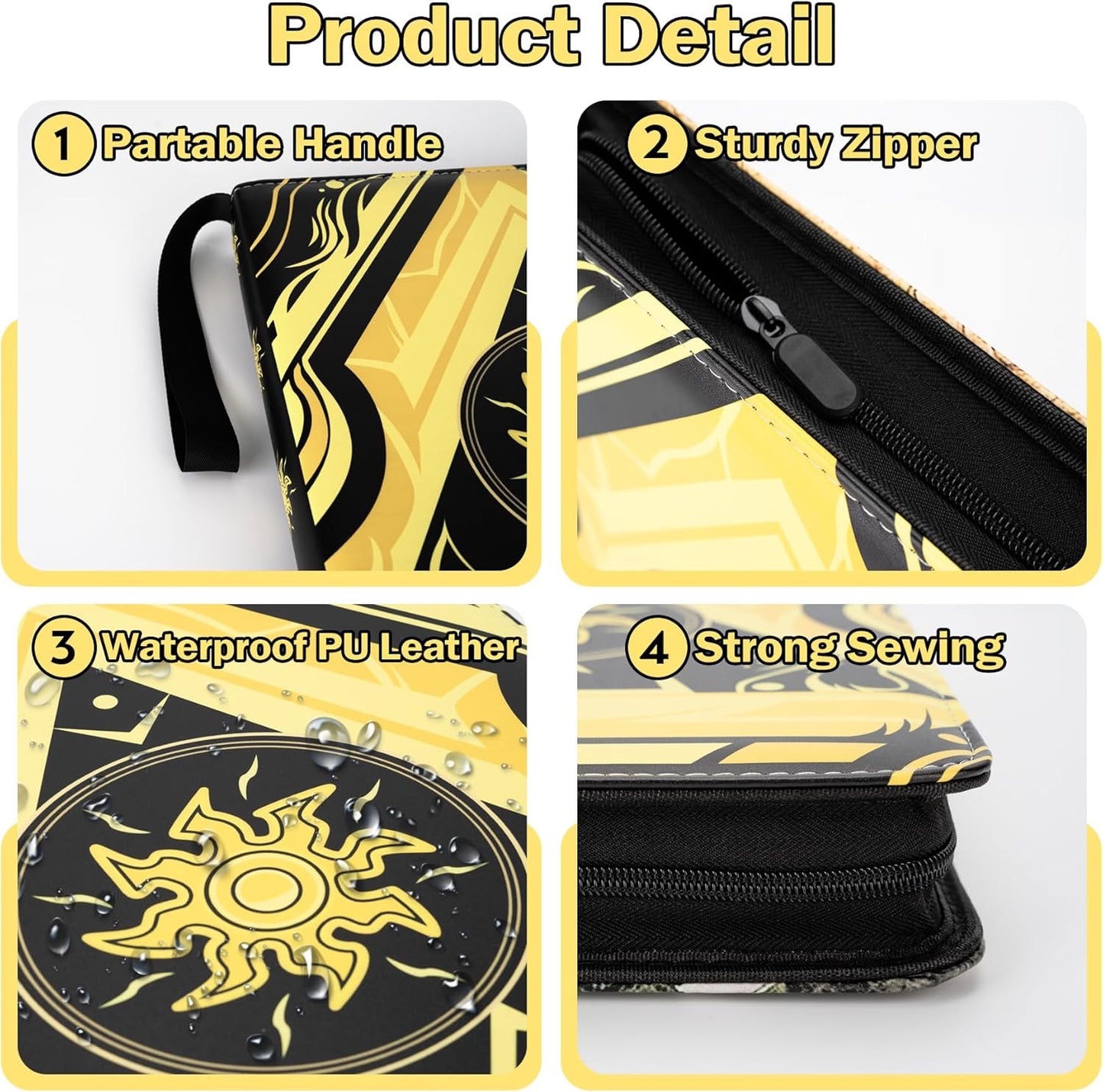 9 Pocket Card Binder for MTG/YGO/PTCG/Game Cards, Holds 900 Cards,Premium Card Collector Book for TCG Players,Toys Gifts for Kids(Yellow)