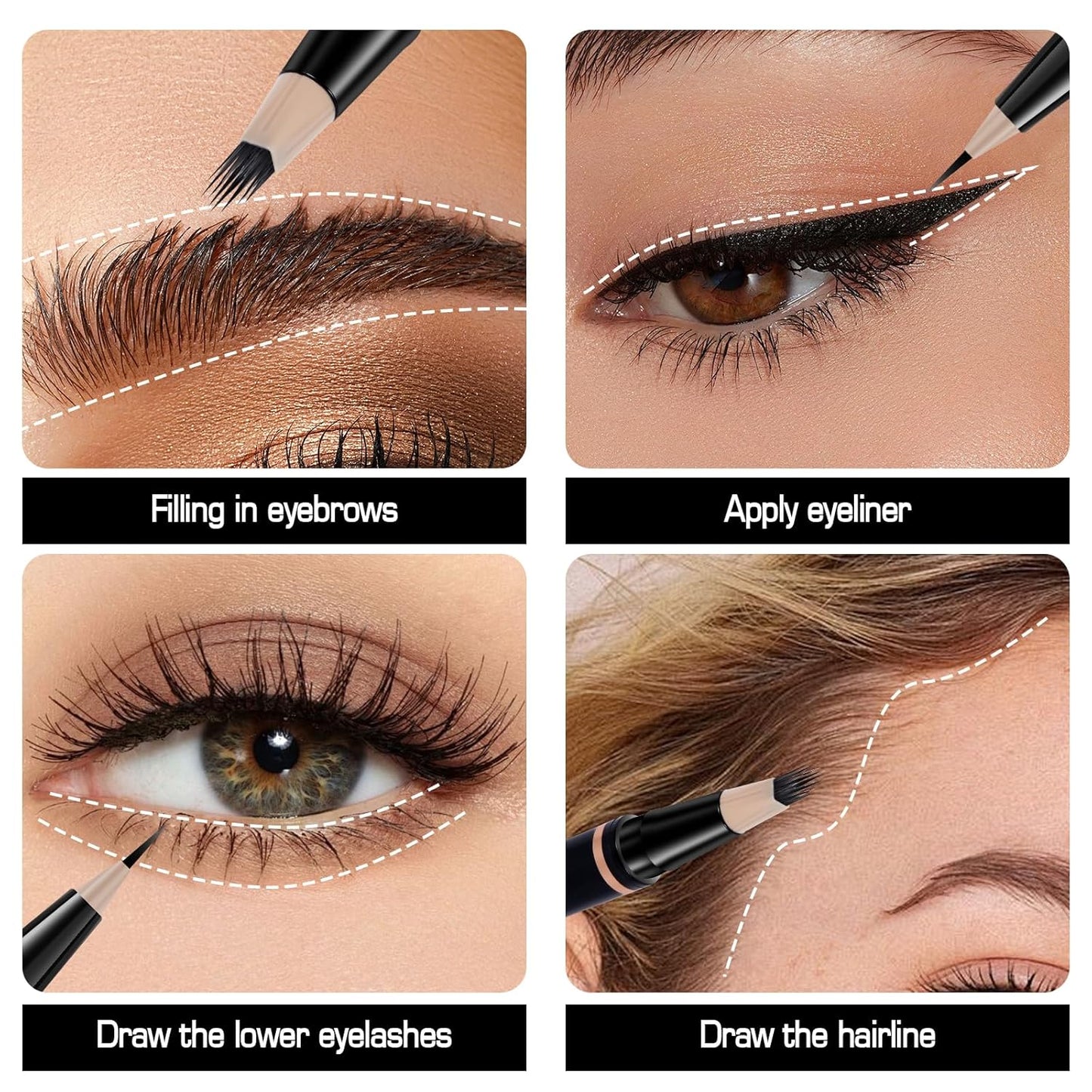 Eyebrow Pencils for Women, Microblading Eyebrow Pen Magical 2-in-1 Dual-Ended Brow Pen with 3D & Precise Brush-Tip Create Natural Hair-Like Brows, Last All-Day(Black Brown)