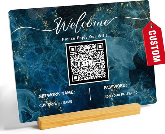 Personalized Custom Metal QR Code Sign Venmo Cashapp Scan to Pay with Stand Instagram Facebook Social Media QR Signs Bar Code QR Plaque Print for Business Salon Beauty Store Restaurant Wifi Sign (W5)