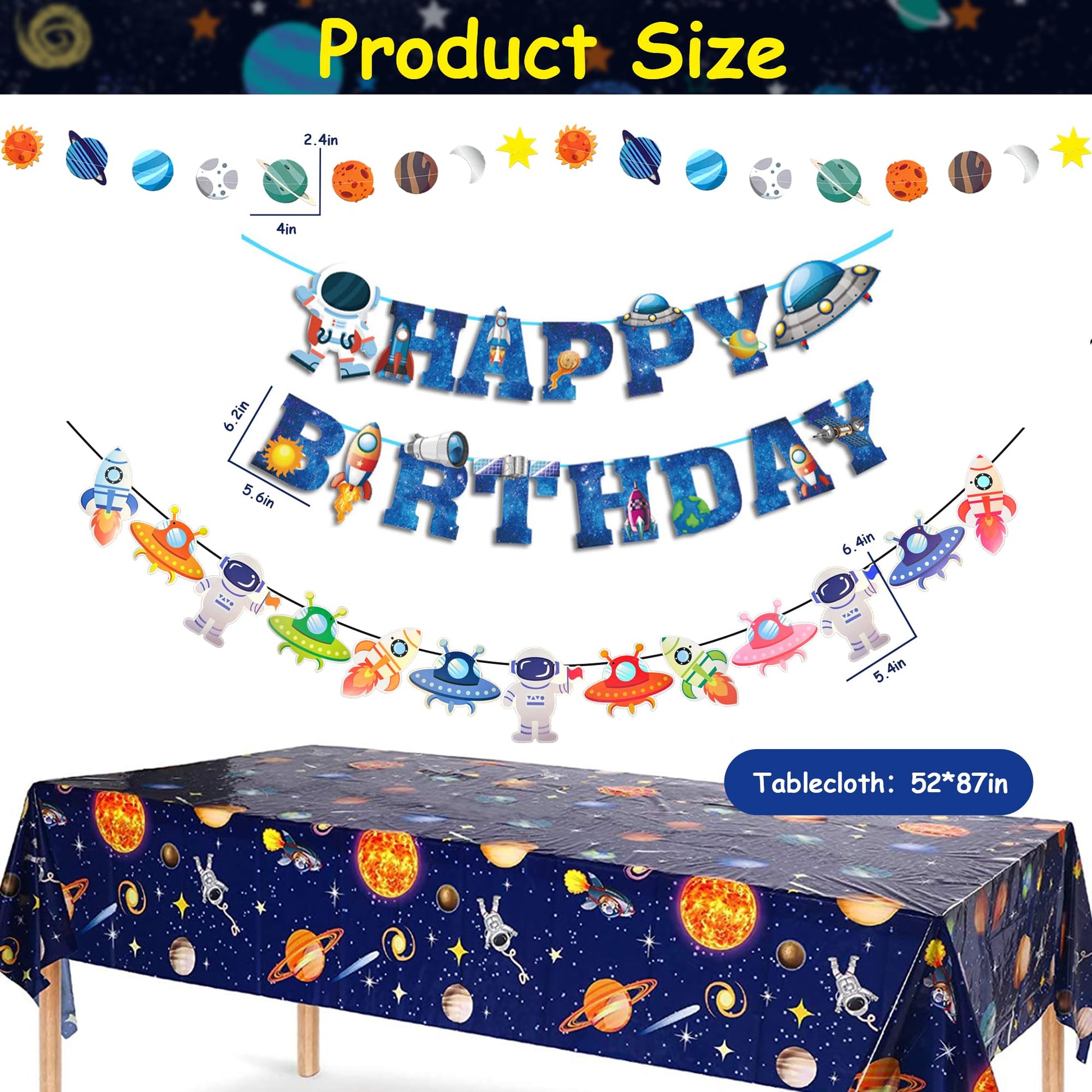 Outer Space Party Decorations - Space Theme Supplies with Happy Birthday Banner Solar System