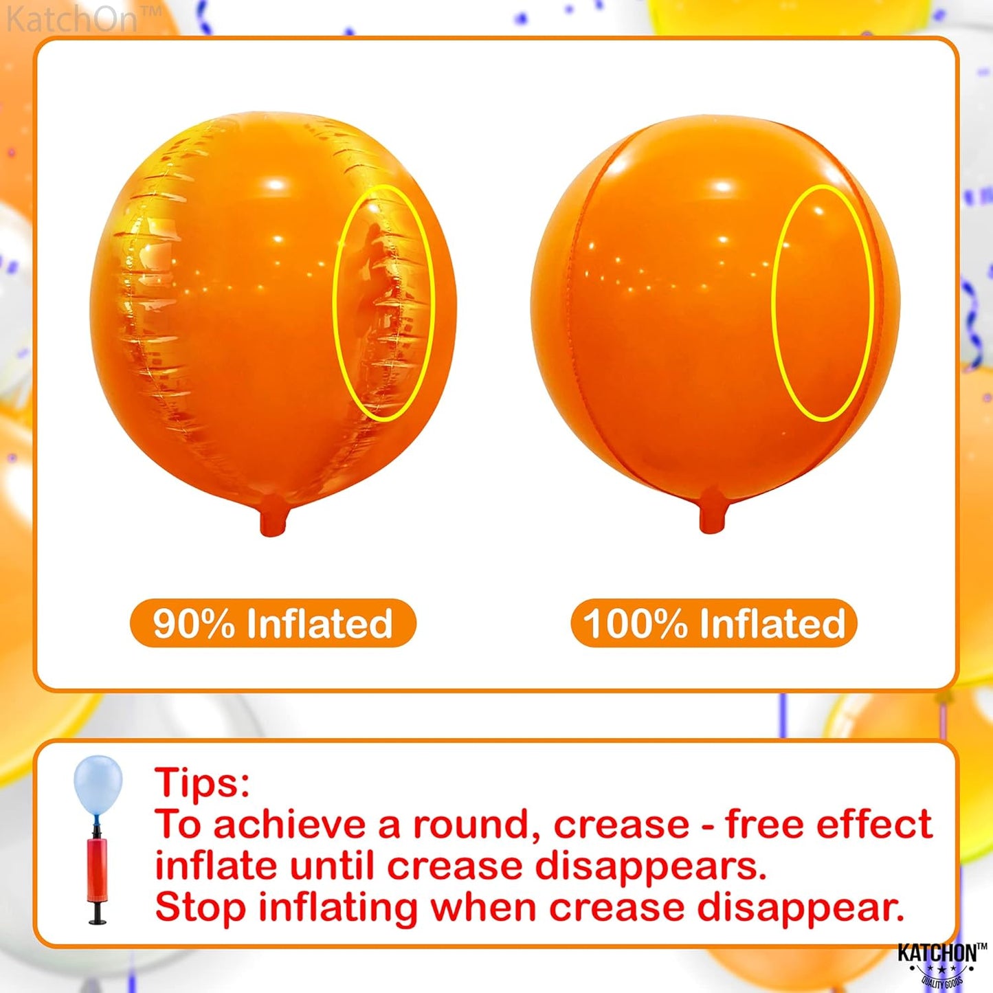 KatchOn, Big 22 Inch Orange Balloons - Pack of 6 | Mylar Balloons for Basketball Party Decorations | Orange Party Decorations | Halloween Decor, Thanksgiving Decor