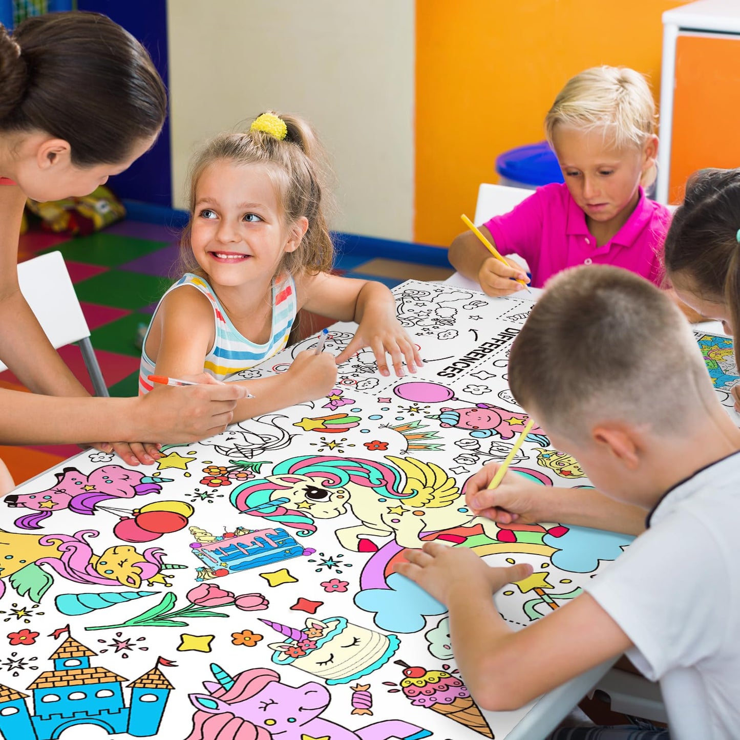 Gatherfun Unicorns Birthday Party Giant Coloring Poster - 31.5X 72 Inches - Versatile Classroom