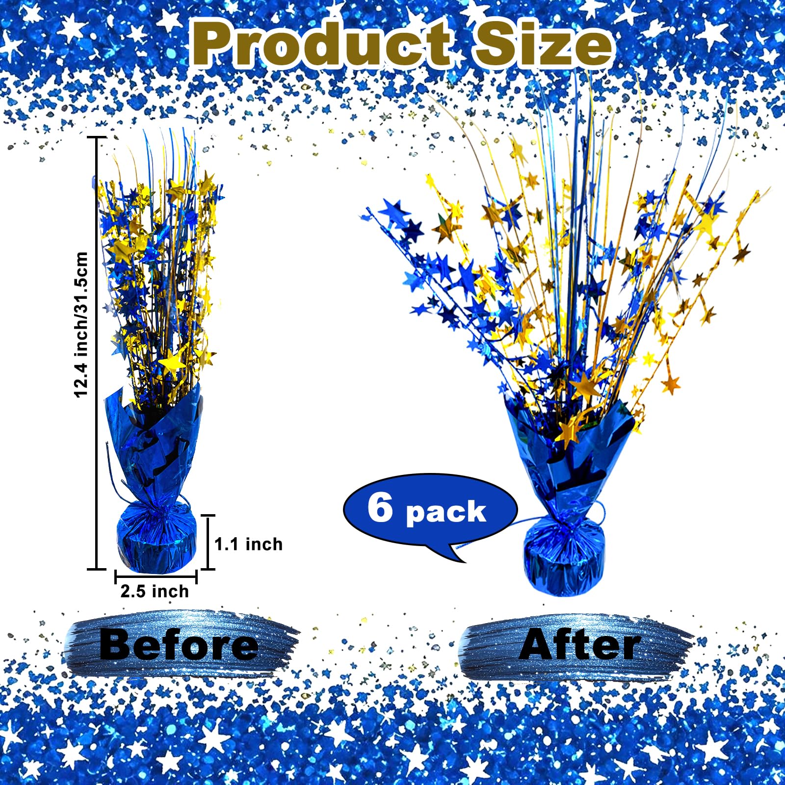 YinNorth 6 Pack Metallic Foil Spray Table Centerpiece Decoration Star Brust Glitter Table Topper