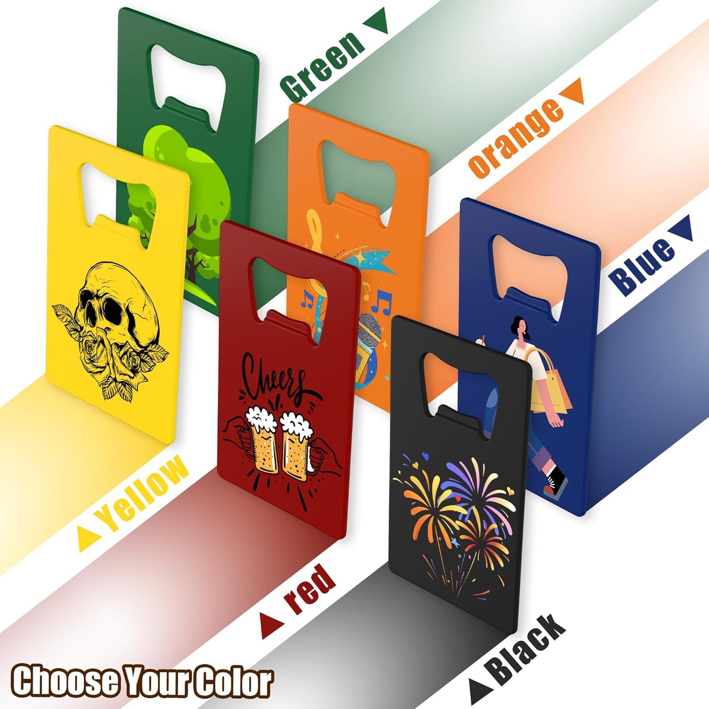 4-100 Pcs Personalized Bottle Opener, Custom Stainless Steel Credit Card Bottle Opener, Full Color Print for 6 Color, Design Your Text Logo for Bar, Wedding, Anniversaries, Party (Black)