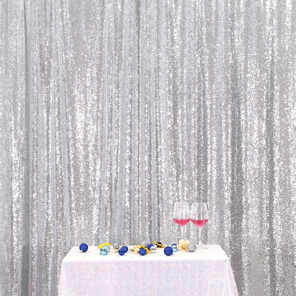 Eternal Beauty Silver Sequin Backdrop, 4x6 Ft Glitter Background Curtains for Shimmer Photography Party Wedding Birthday Back Drop Decor
