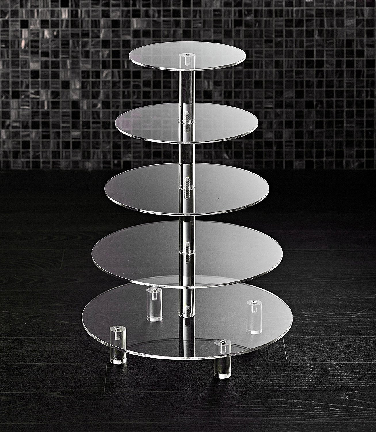5 Tier Acrylic Cupcake Stand, Extra Thick 5mm Base, Multi Tiered Cake Stand