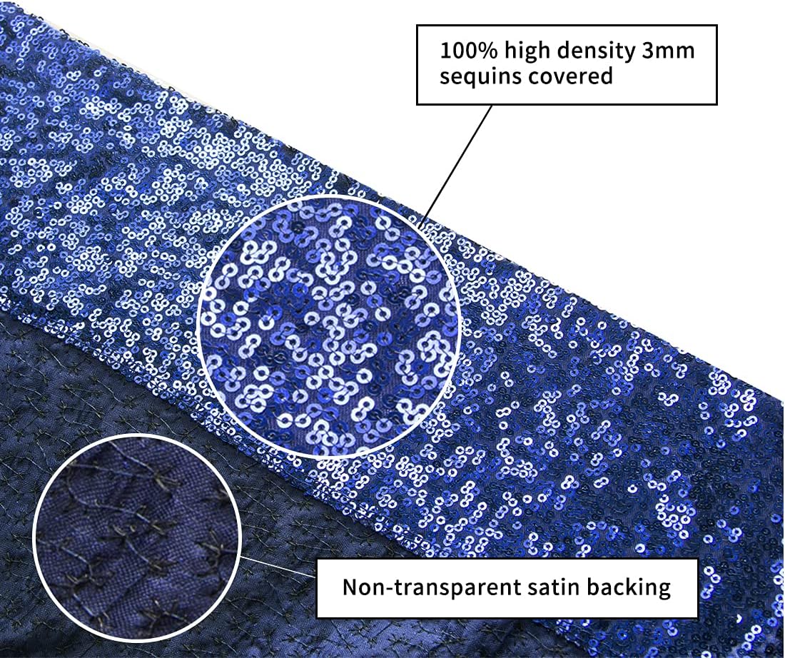 Poise3EHome Navy Blue Sequin Backdrop, 6Ft x 6Ft Glitter Satin Background Drapes for Weddings, Parties, Xmas, Thanksgiving Decor