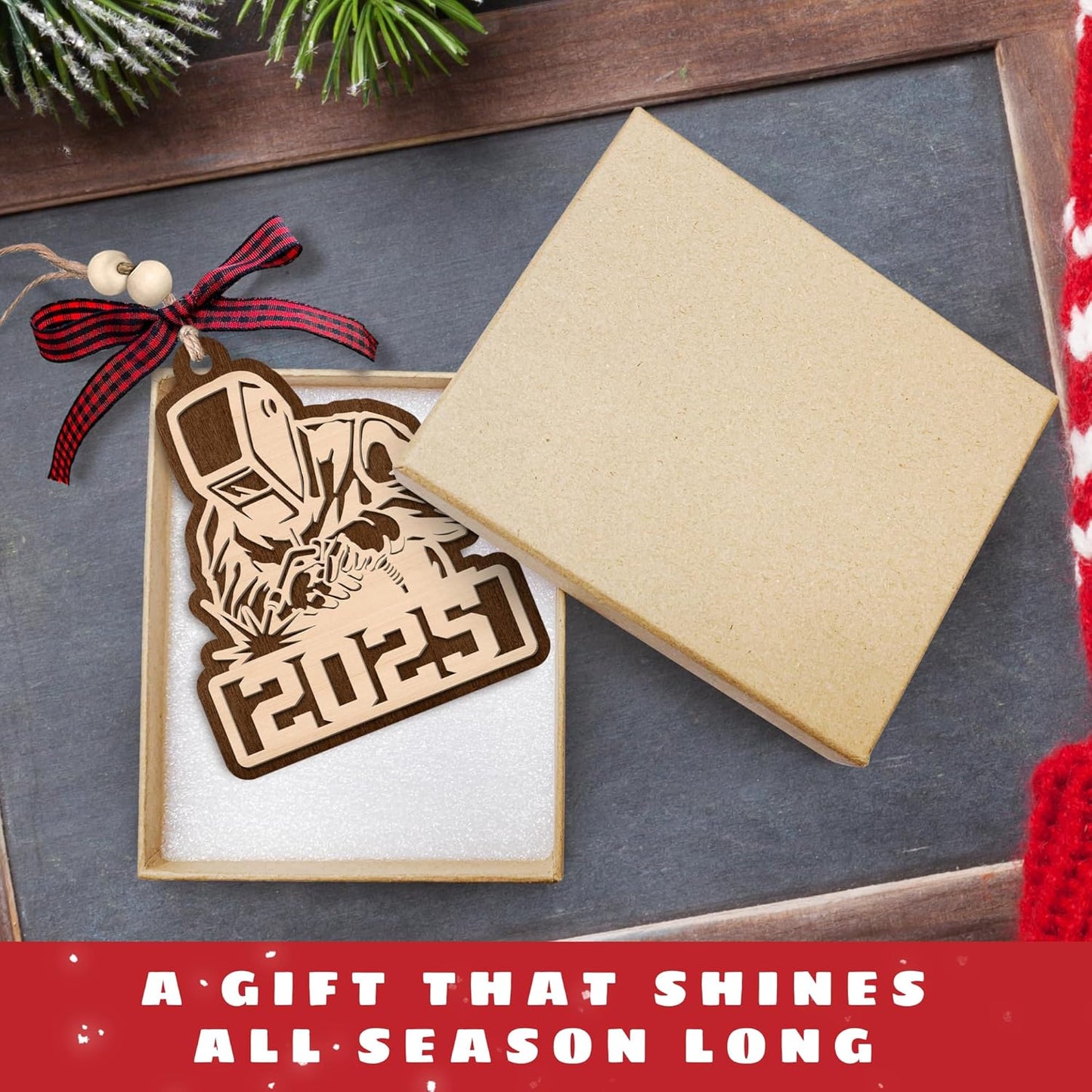 Pawzity Welder Ornaments - Welder Christmas Ornament - Gifts for Welders, Welders Gifts for Men - Metal Worker Mechanic Welding Ornaments for Christmas Tree - Wood Hanging Ornament 2025