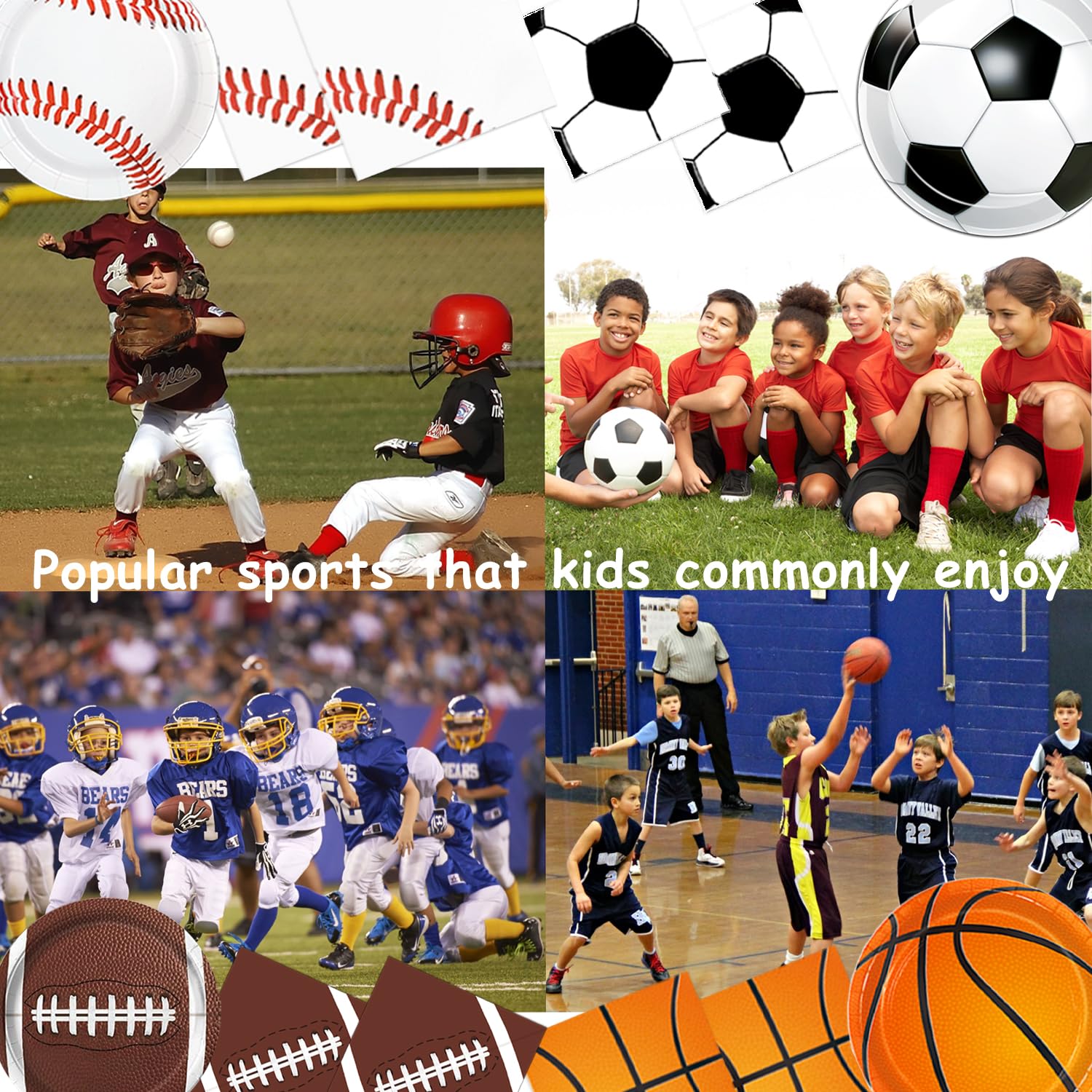 191 PCS Sports Birthday Party Decorations Includes Plates, Napkins, Cups, Knives, Forks, Banner