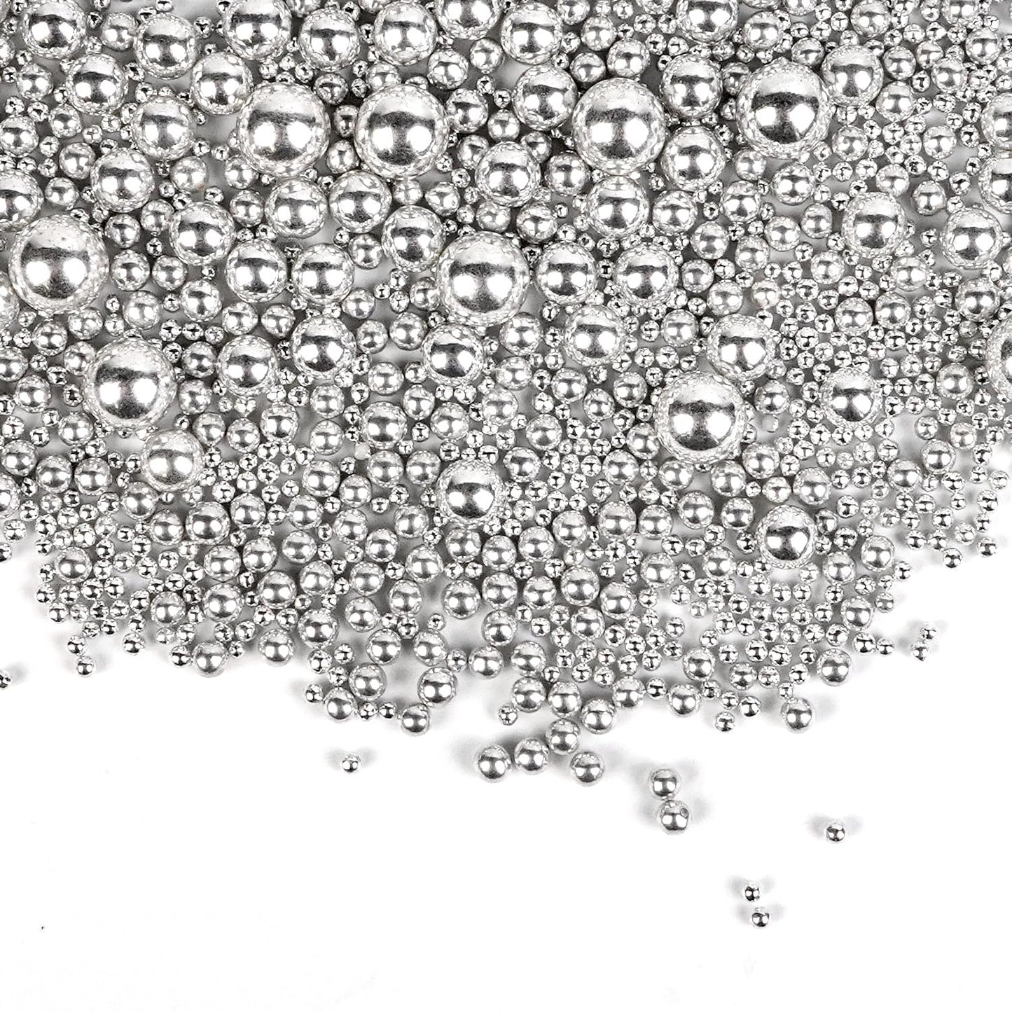 Edible Silver Pearl Sugar Sprinkles, Silver Pearls for Cake Decorating, Mix Size, 180g/6.35oz, Cake Decorations, Cupcake Toppers, Cookie Decoration, Wedding Party Supplies