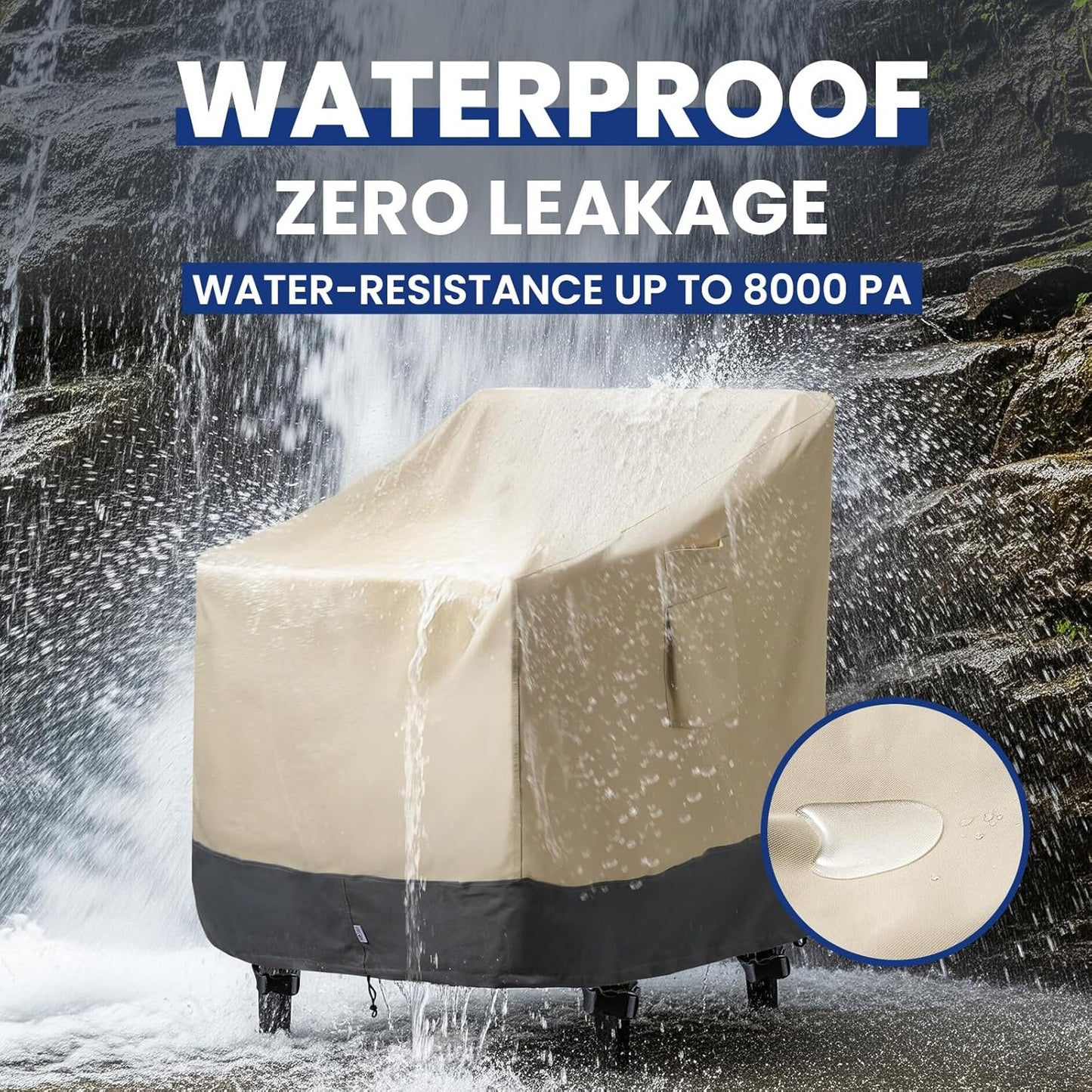 Extra Heavy Duty Patio Chair Covers Waterproof - 2 Pack Patio Furniture Seat Covers for Outdoor Swivel/ Rocking Chair/ Stackable Dining Chairs, with Air Vents, 28" W x 33" D x 38.5" H