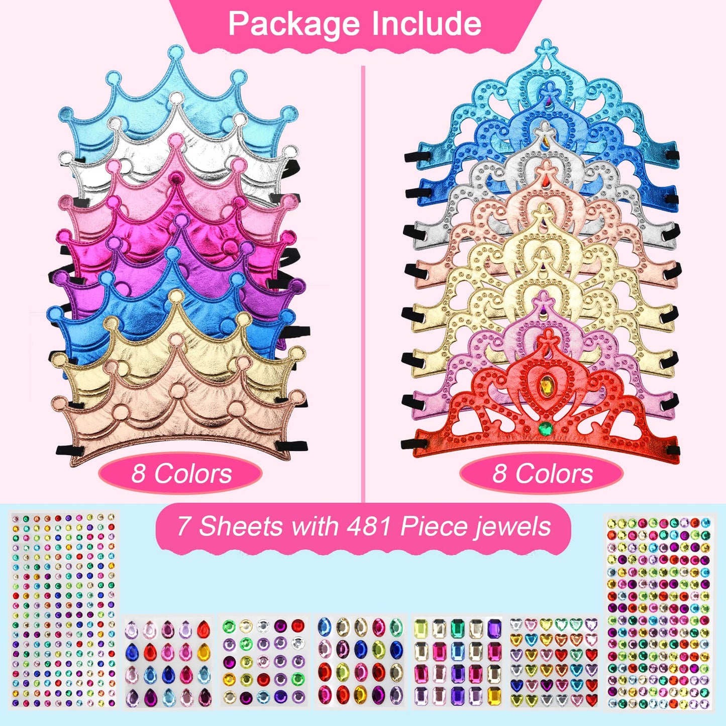 23 PCS Foam Crowns Set DIY Party Princess Tiaras Crowns, Make Your Crowns