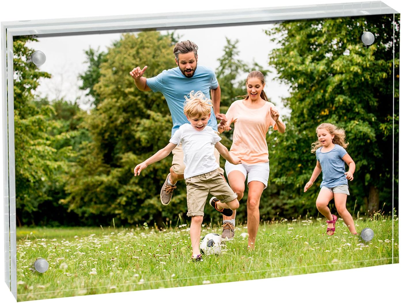 Acrylic Picture Frame , Clear Freestanding Double Sided 20mm Thickness Frameless Magnetic Photo Frames Desktop Display with Gift Box Package (4x6 2 pack)