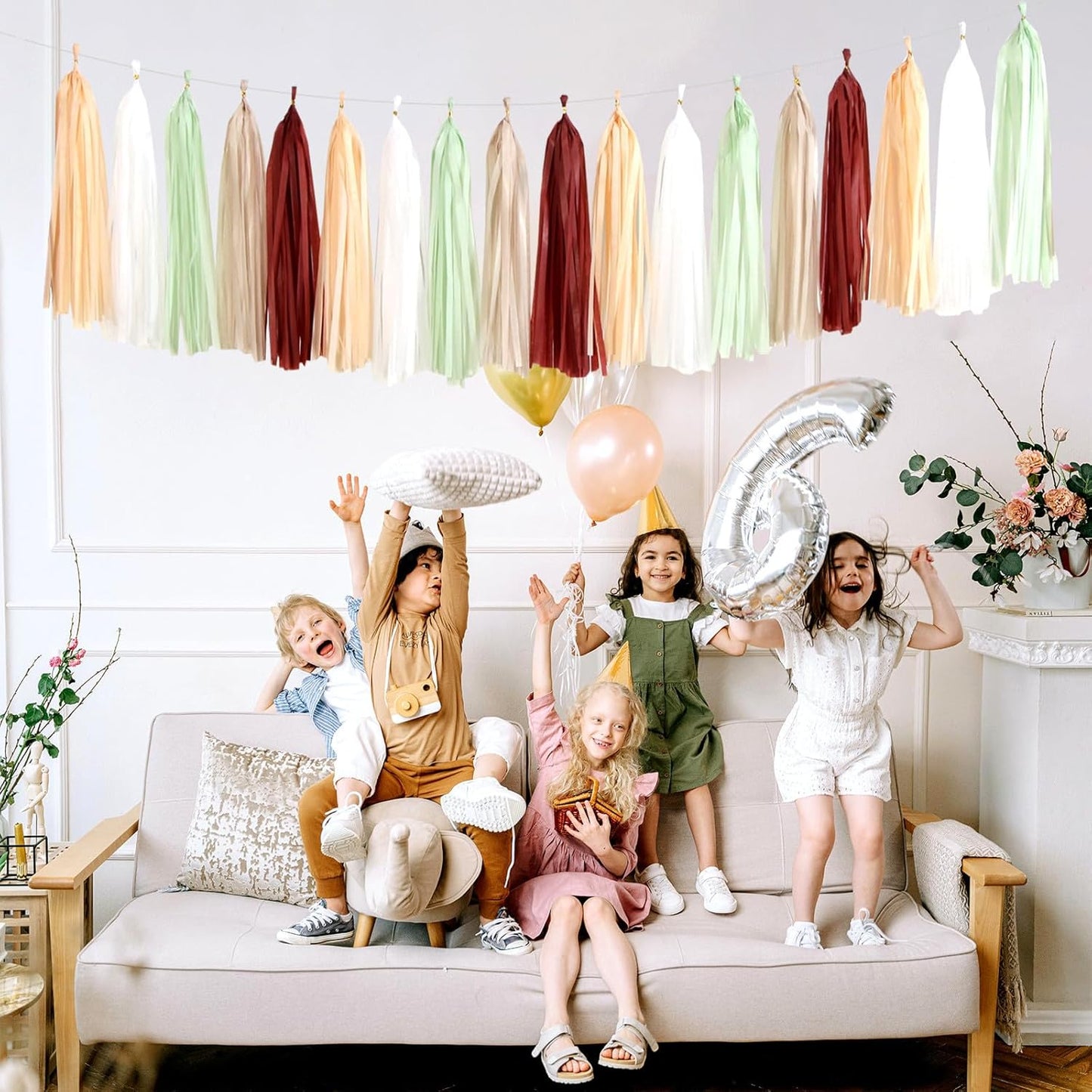 Sage-Green Burgundy Champagne-Gold Tassel-Garland - 25pcs Boho Wedding Party Decorations Banner Streamers,Birthday Bridal Baby ShowerTassels,Engagement Bachelorette Christmas Decor Panduola