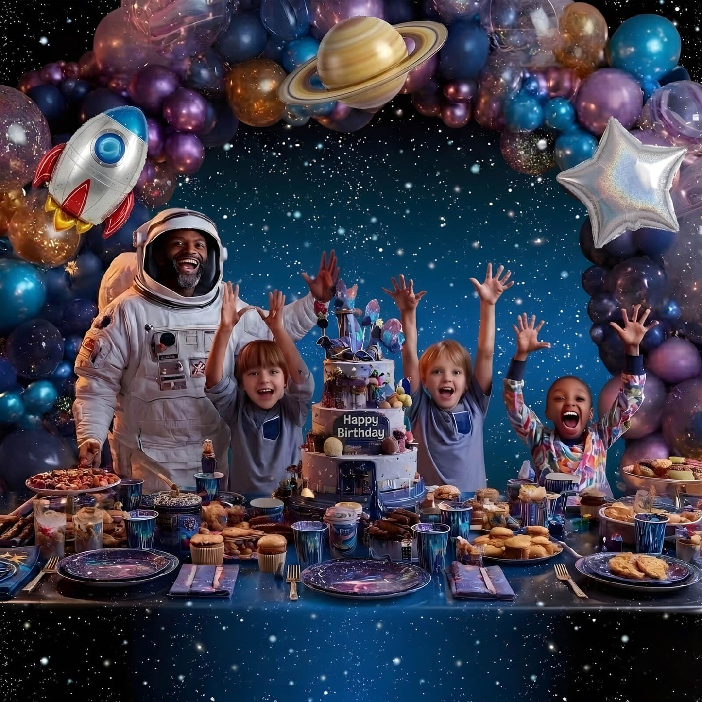 Vusnud Space Tablecloths, 3 Pack, Galaxy Star Plastic Covers, 52 x 108 in