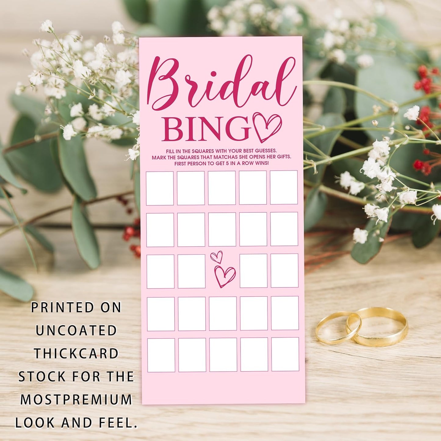 Wedding Party Games, Find The Guest Bingo Cards, 25 Pink Bridal Shower Games for Wedding Reception, Bachelorette, Engagement Party, Minimalist Guest Interaction Activity Cards-A08